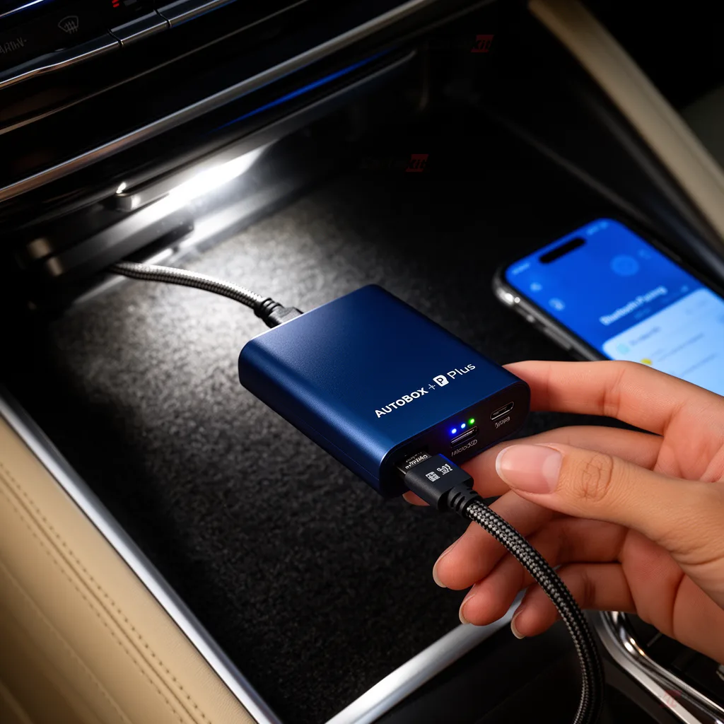 Carlinkit AutoBox P Plus Wireless CarPlay & Android Auto Adapter - Simple 3-Step Installation