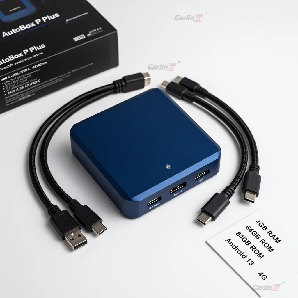 Carlinkit AutoBox P Plus Wireless CarPlay & Android Auto Adapter - Specifications & What's in the Box