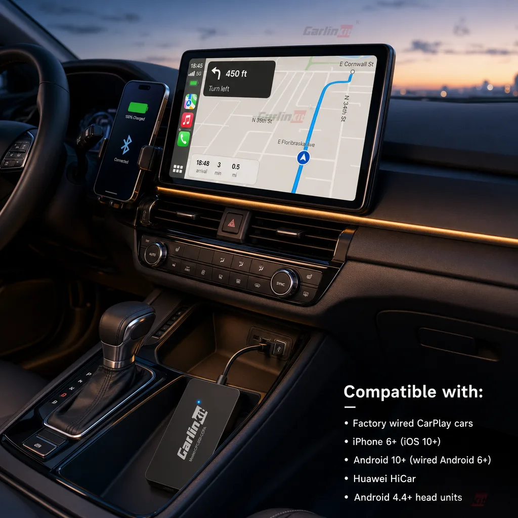 Carlinkit AutoKit ACA Pro Wireless CarPlay & Android Auto Adapter - Compatibility – Works with Most Cars & Phones
