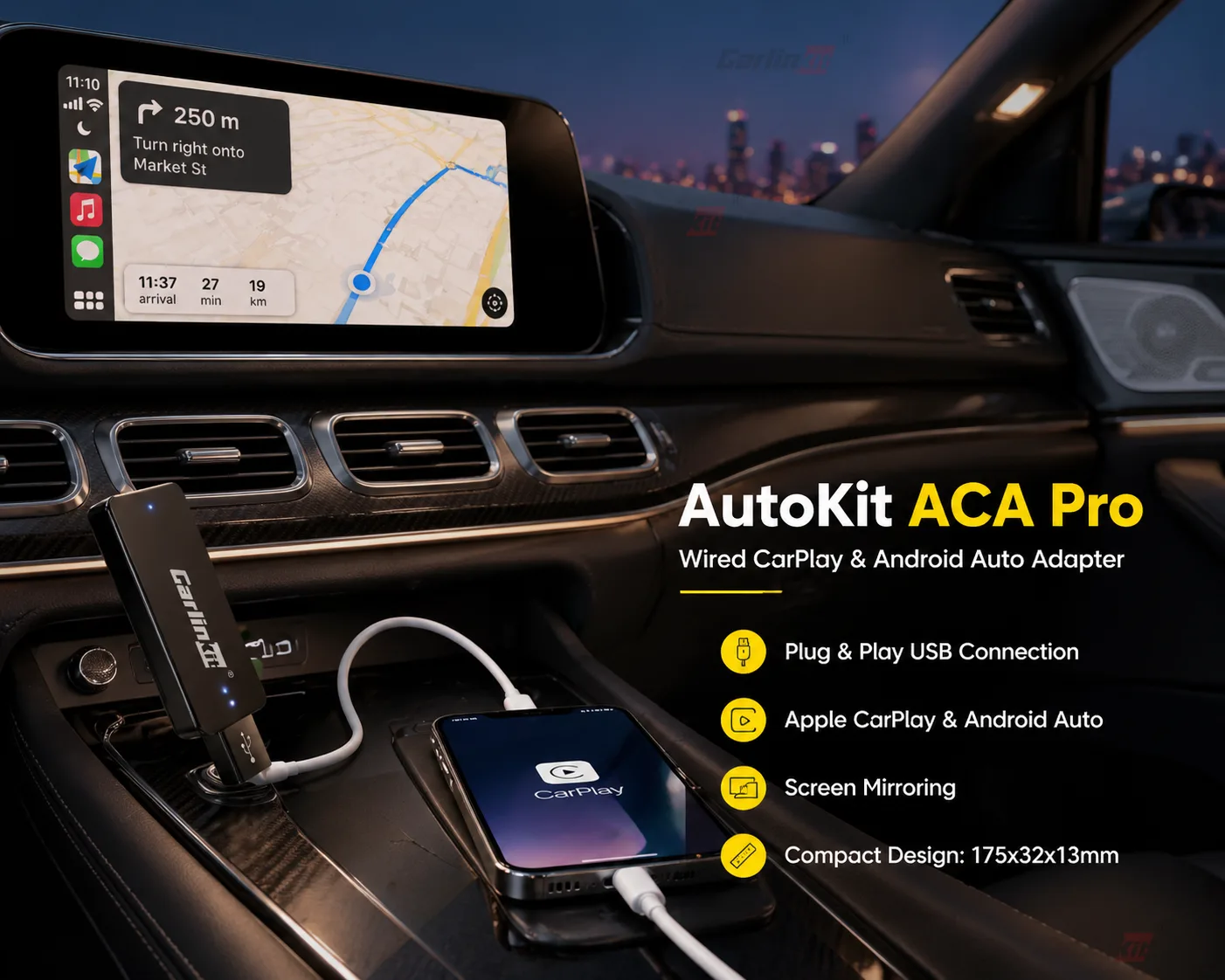 Carlinkit AutoKit ACA Pro Wireless CarPlay & Android Auto Adapter - AutoKit ACA Pro - Plug & Play CarPlay & Android Auto
