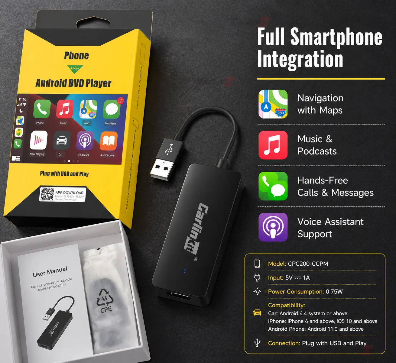 Carlinkit AutoKit ACA Pro Wireless CarPlay & Android Auto Adapter - Enjoy CarPlay & Android Auto on Your Existing Screen