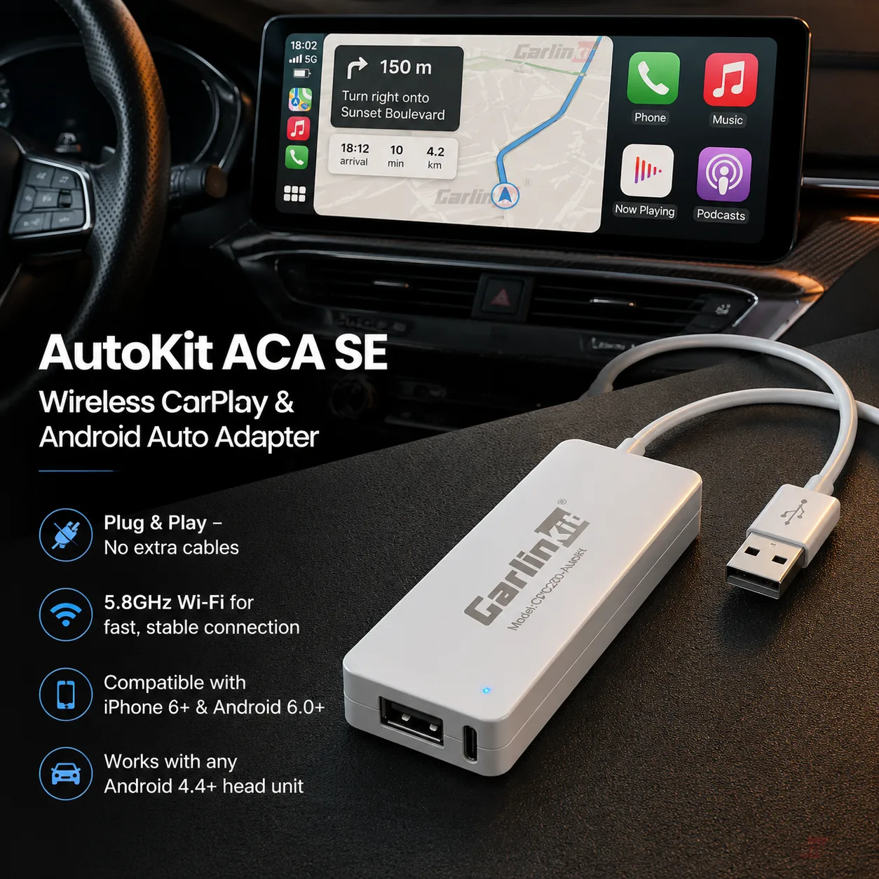 Carlinkit AutoKit ACA SE Wireless CarPlay & Android Auto Adapter - AutoKit ACA SE – Wireless CarPlay Adapter