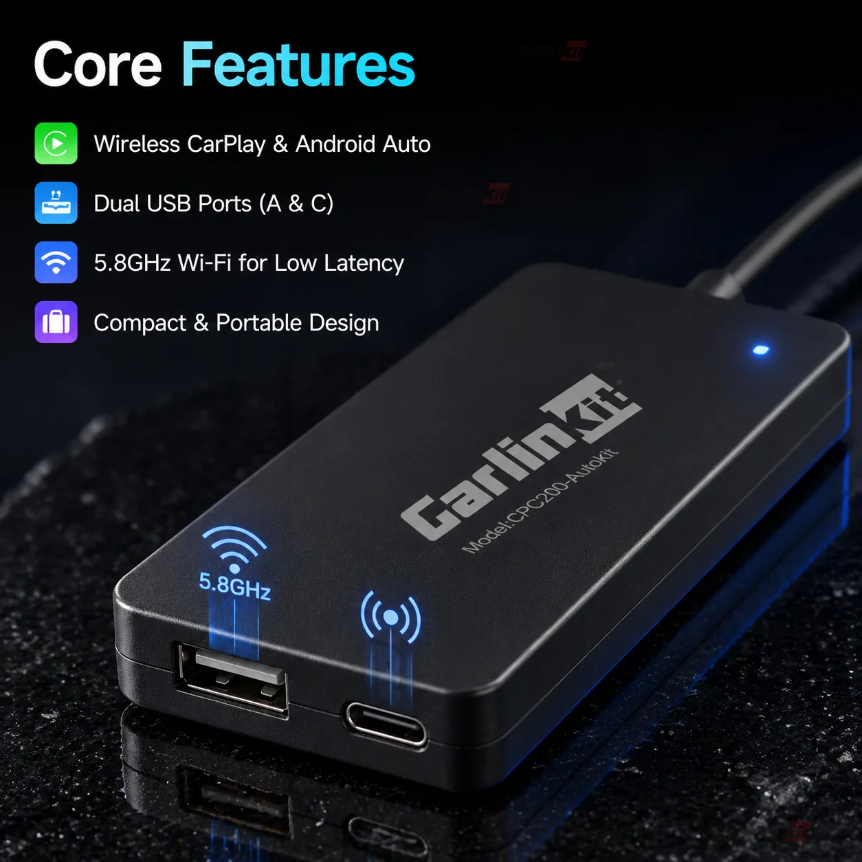 Carlinkit AutoKit ACA SE Wireless CarPlay & Android Auto Adapter - Key Features