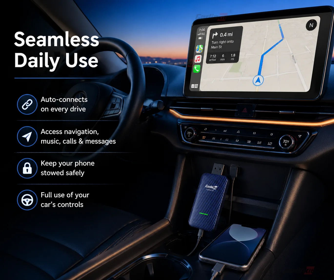 Carlinkit AutoKit Link CA Mini Wireless CarPlay & Android Auto Adapter - Enjoy Wireless CarPlay Every Drive