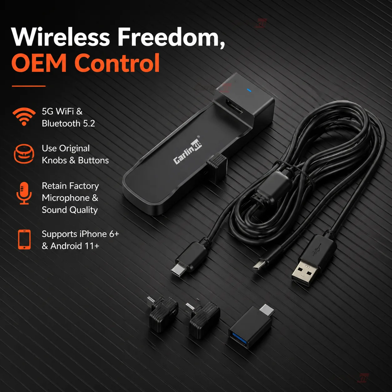 Carlinkit AutoKit Link CAHD SE Wireless CarPlay & Android Auto Adapter - Seamless Wireless Connection, OEM Feel