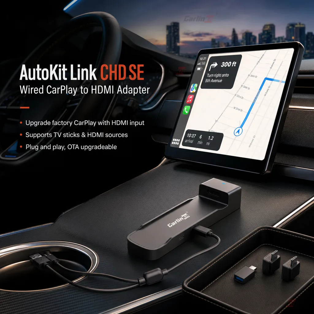 Carlinkit AutoKit Link CHD SE Wireless CarPlay & Android Auto Adapter - Upgrade Your CarPlay with HDMI Input