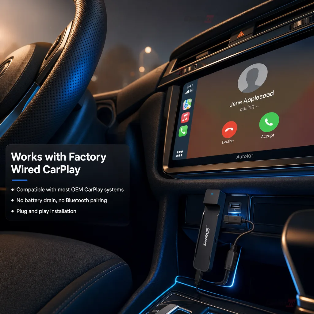 Carlinkit AutoKit Link CHD SE Wireless CarPlay & Android Auto Adapter - Compatible with Wired CarPlay Vehicles