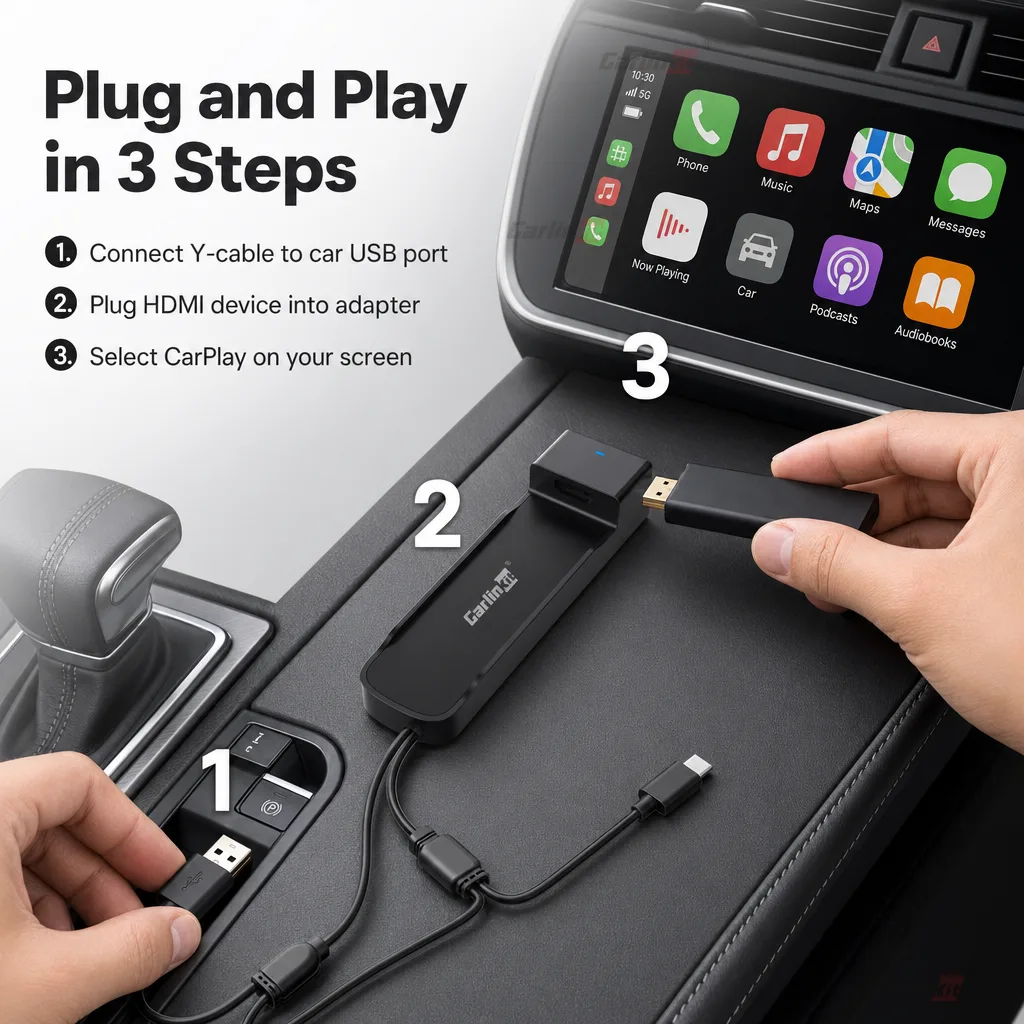 Carlinkit AutoKit Link CHD SE Wireless CarPlay & Android Auto Adapter - Simple Plug and Play Setup
