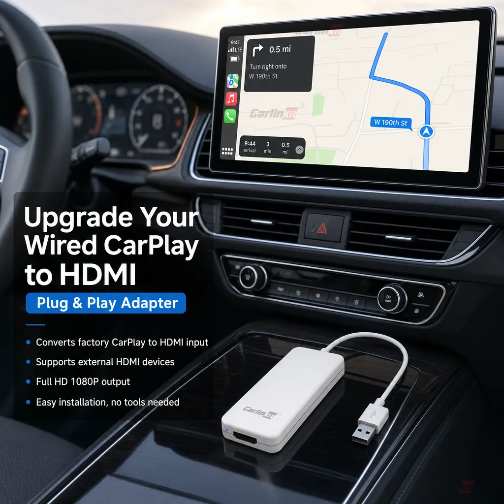 Carlinkit AutoKit Link CHD Wireless CarPlay Adapter HDMI Dongle - Upgrade Your Wired CarPlay to HDMI