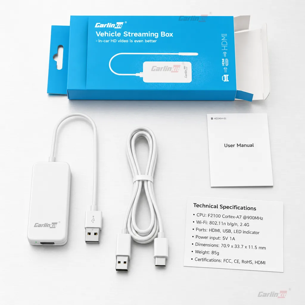 Carlinkit AutoKit Link CHD Wireless CarPlay Adapter HDMI Dongle - Specifications & Package Contents