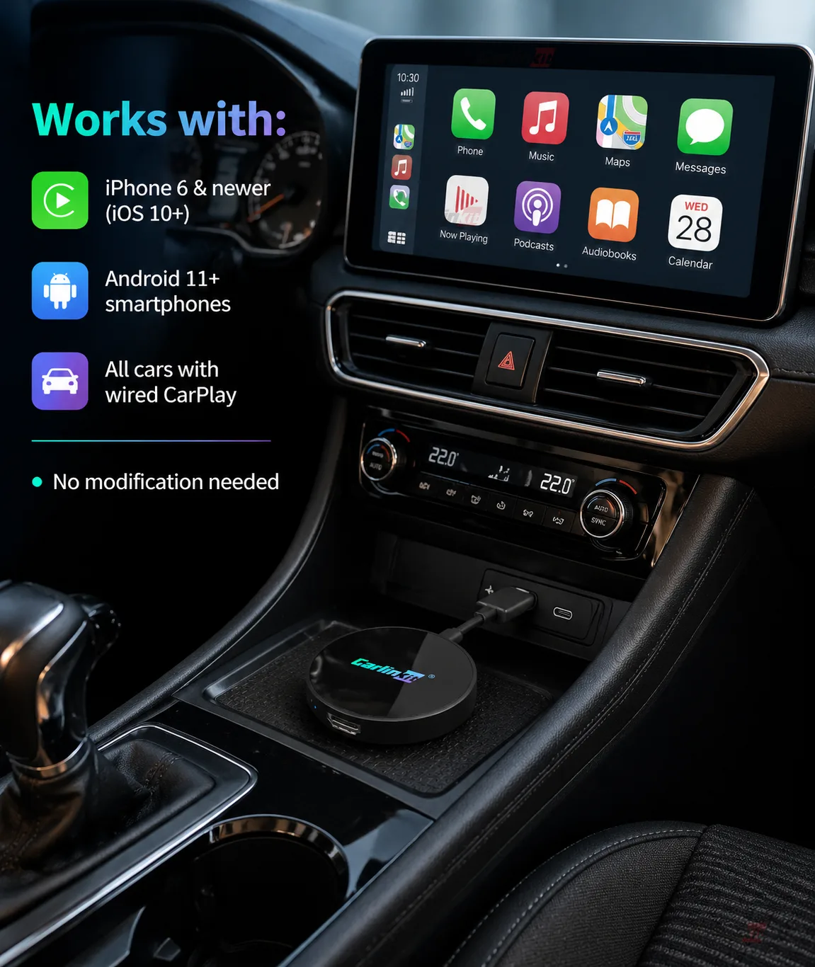 Carlinkit AutoKit Link CAHD Pro Wireless CarPlay & Android Auto Adapter - Compatible with Most Wired CarPlay Vehicles