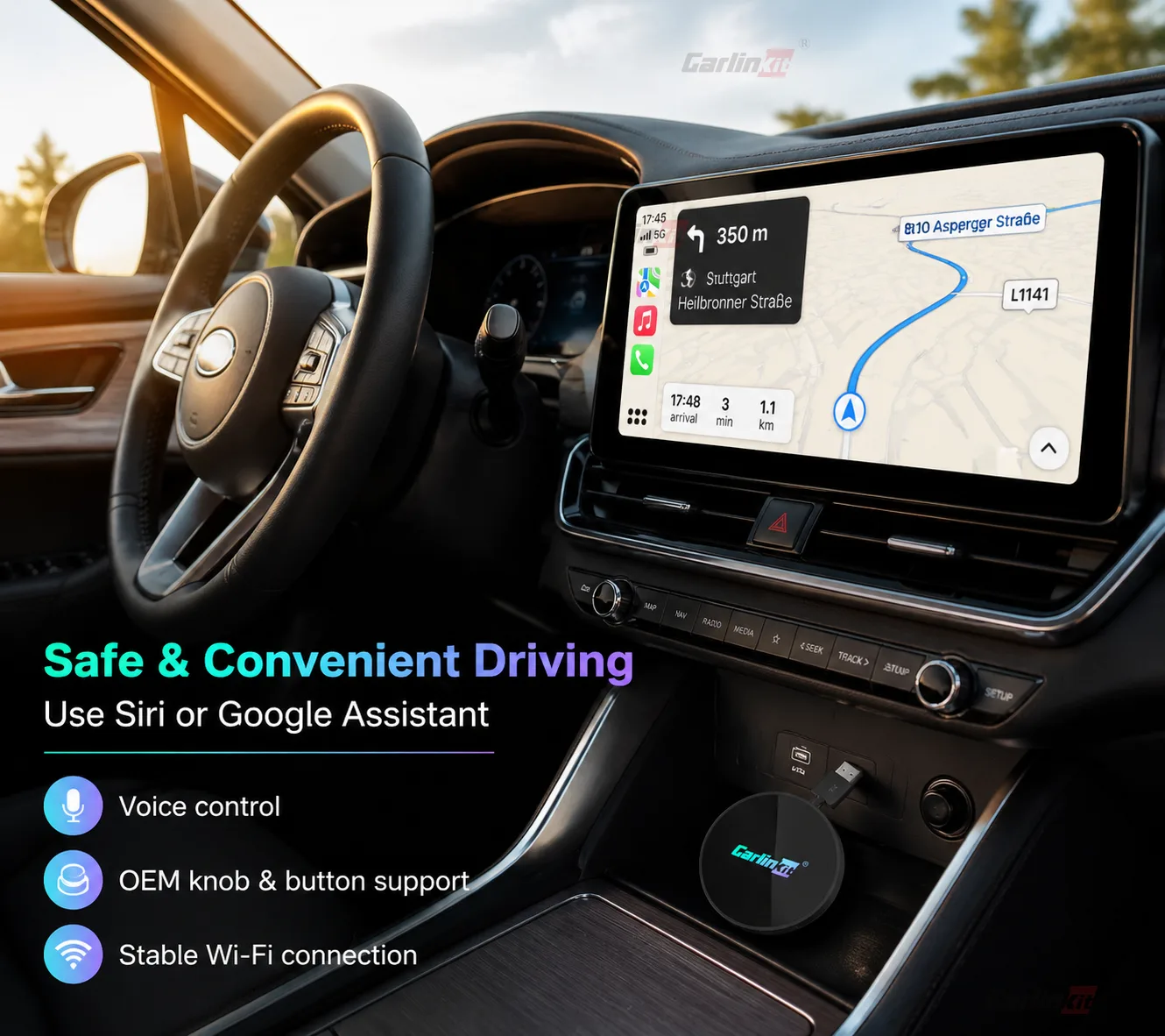 Carlinkit AutoKit Link CAHD Pro Wireless CarPlay & Android Auto Adapter - Hands-Free Navigation & Music