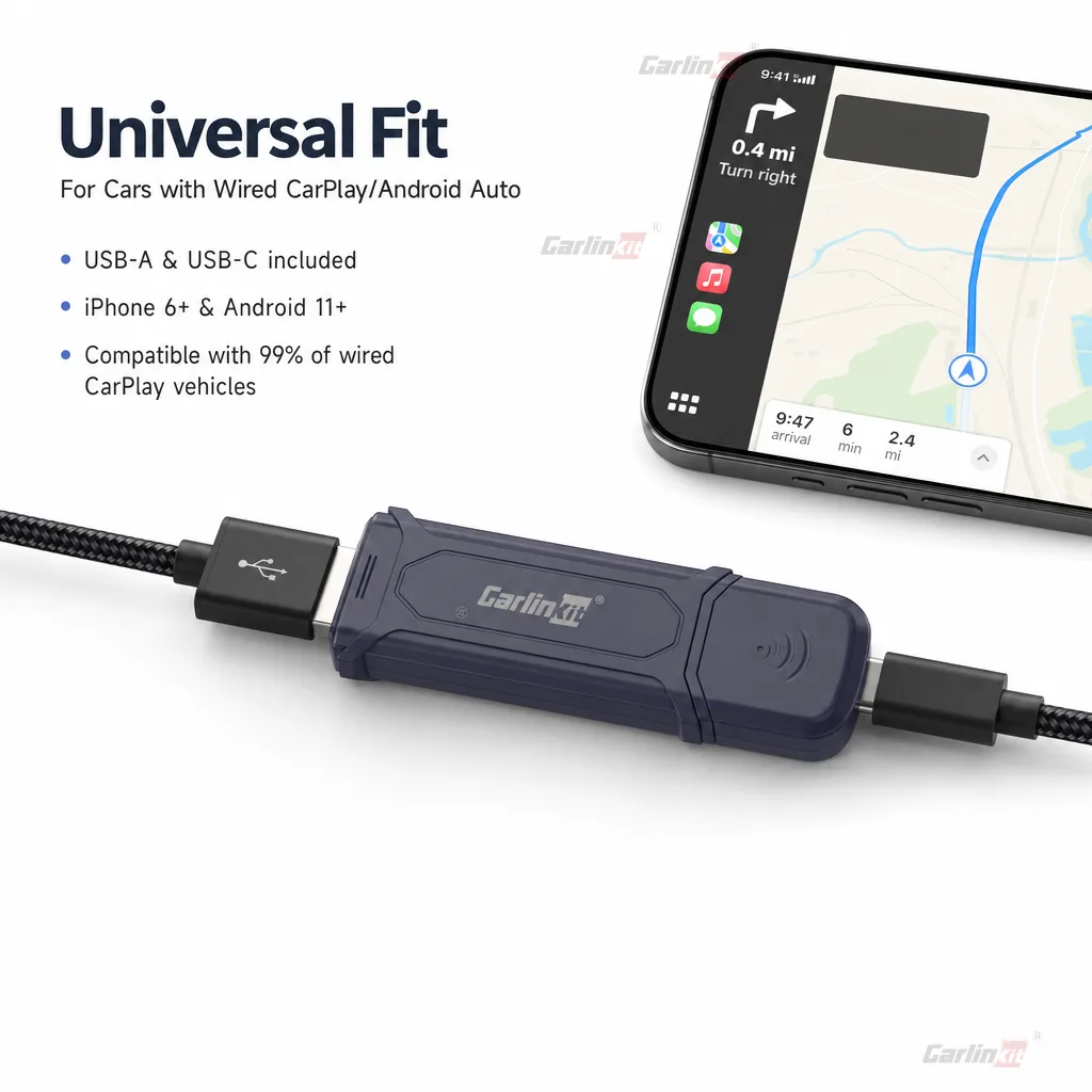Carlinkit AutoKit Air CA5 Wireless CarPlay & Android Auto Adapter - Wide Compatibility