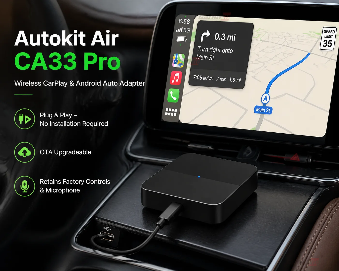 Carlinkit AutoKit Air CA33 Pro Wireless CarPlay & Android Auto Adapter - Autokit Air CA33 Pro – Wireless CarPlay Adapter