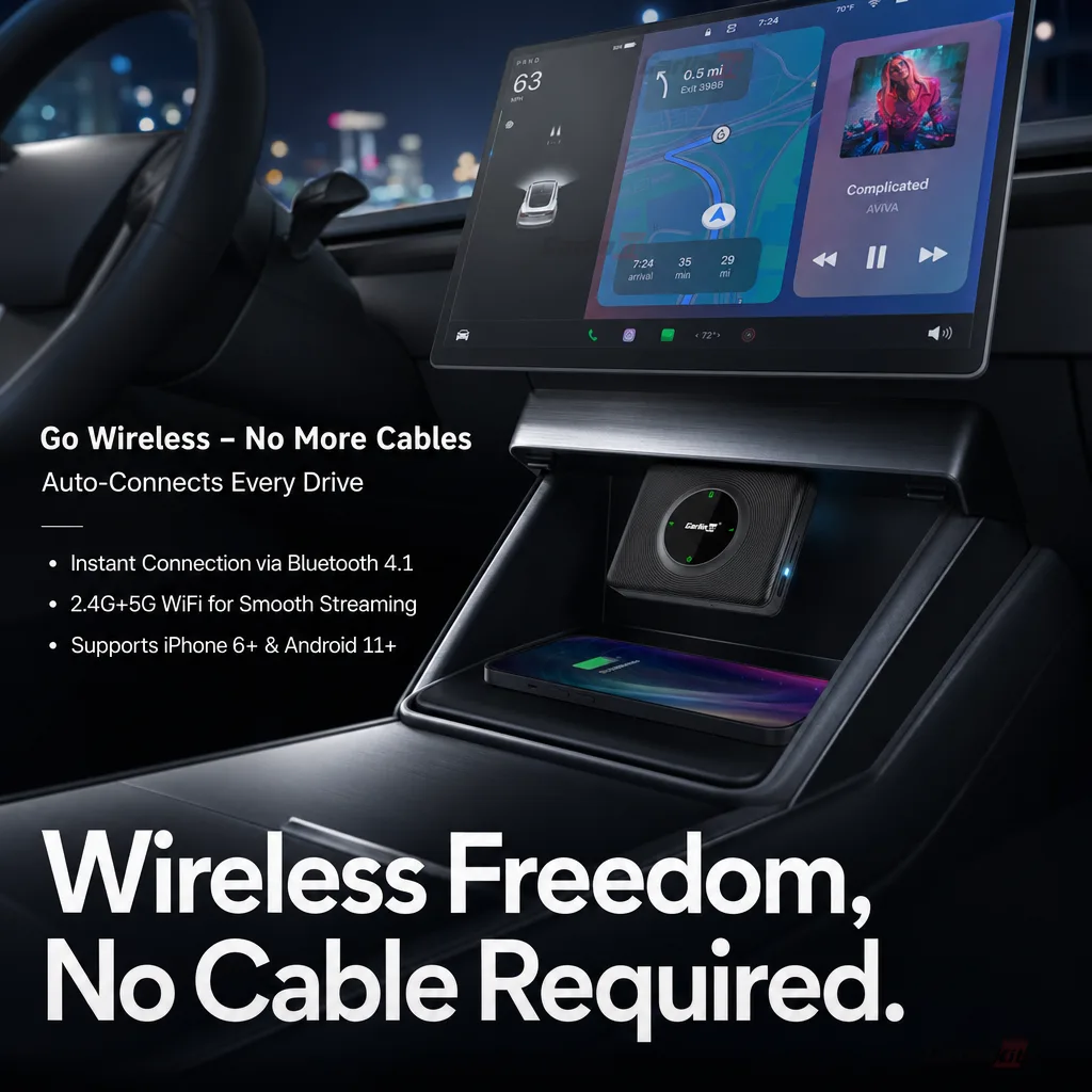 Carlinkit AutoKit T2C Wireless CarPlay & Android Auto Adapter for Tesla Model 3 Y X S - Why Go Wireless?