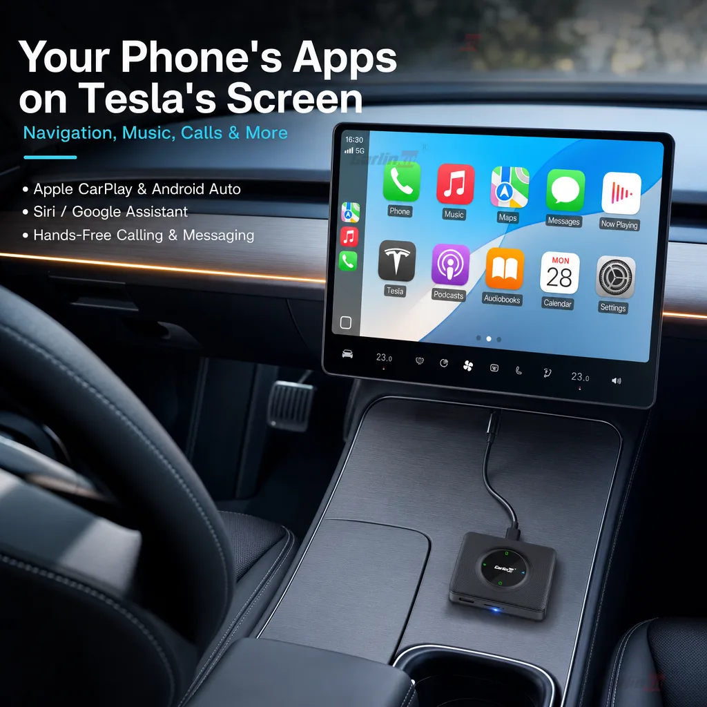 Carlinkit AutoKit T2C Wireless CarPlay & Android Auto Adapter for Tesla Model 3 Y X S - Enjoy Your Favorite Apps on the Tesla Screen