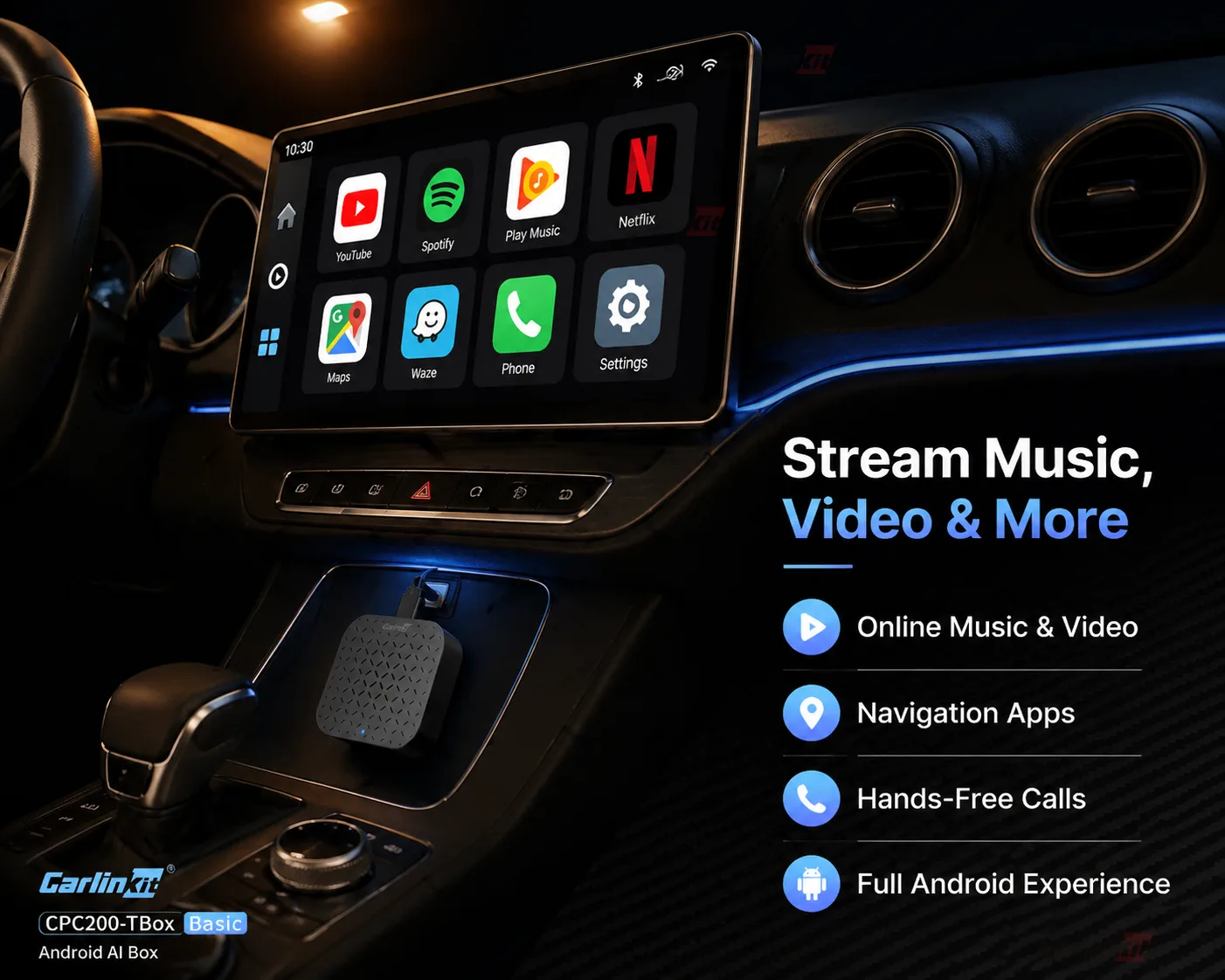 Carlinkit AutoBox Q2 WF1 Mini Wireless CarPlay & Android Auto Adapter - Enjoy Online Music & Video