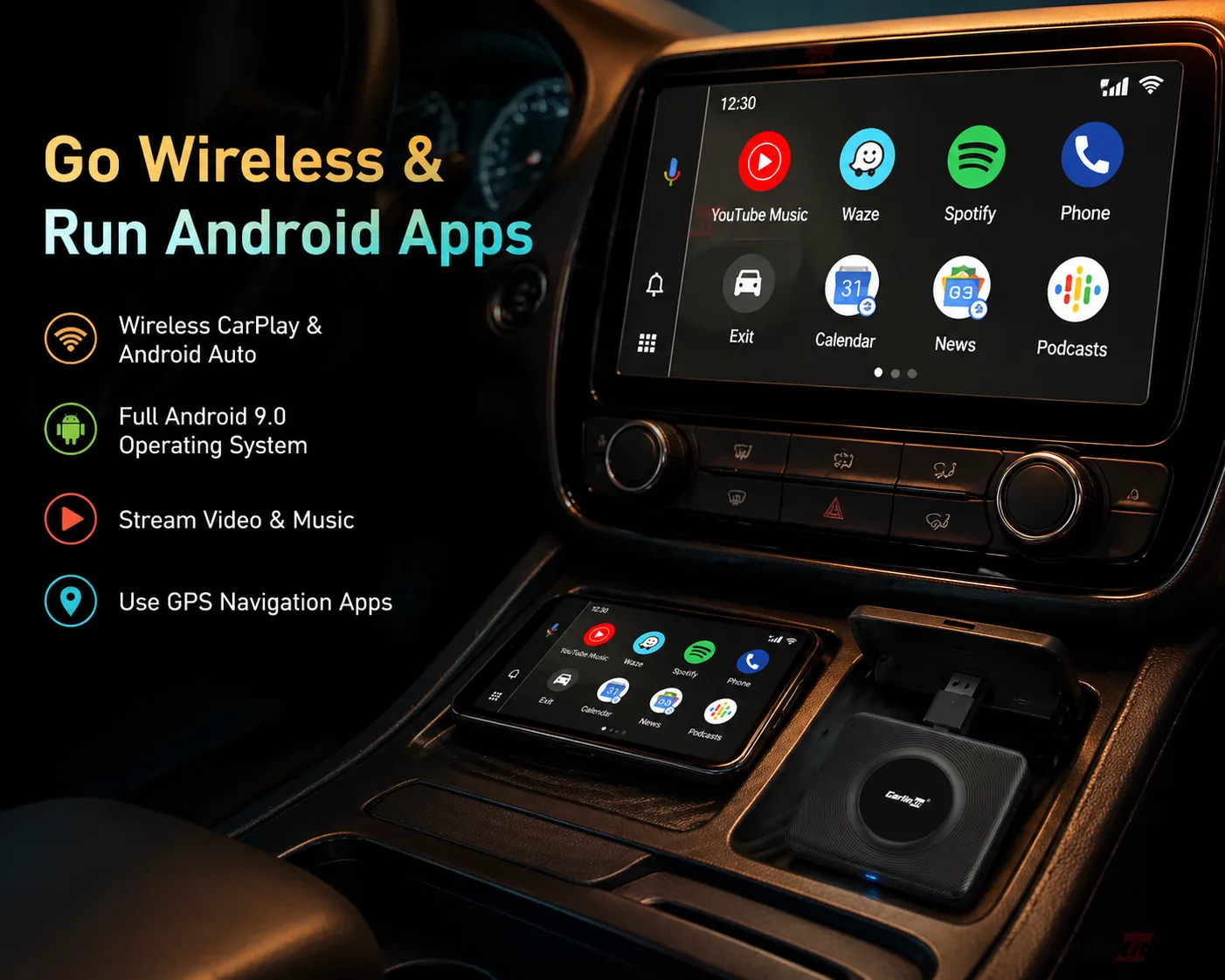 Carlinkit AutoBox Q1 A Plus 无线 CarPlay Android Auto 适配器 - Wireless Freedom & Android Apps