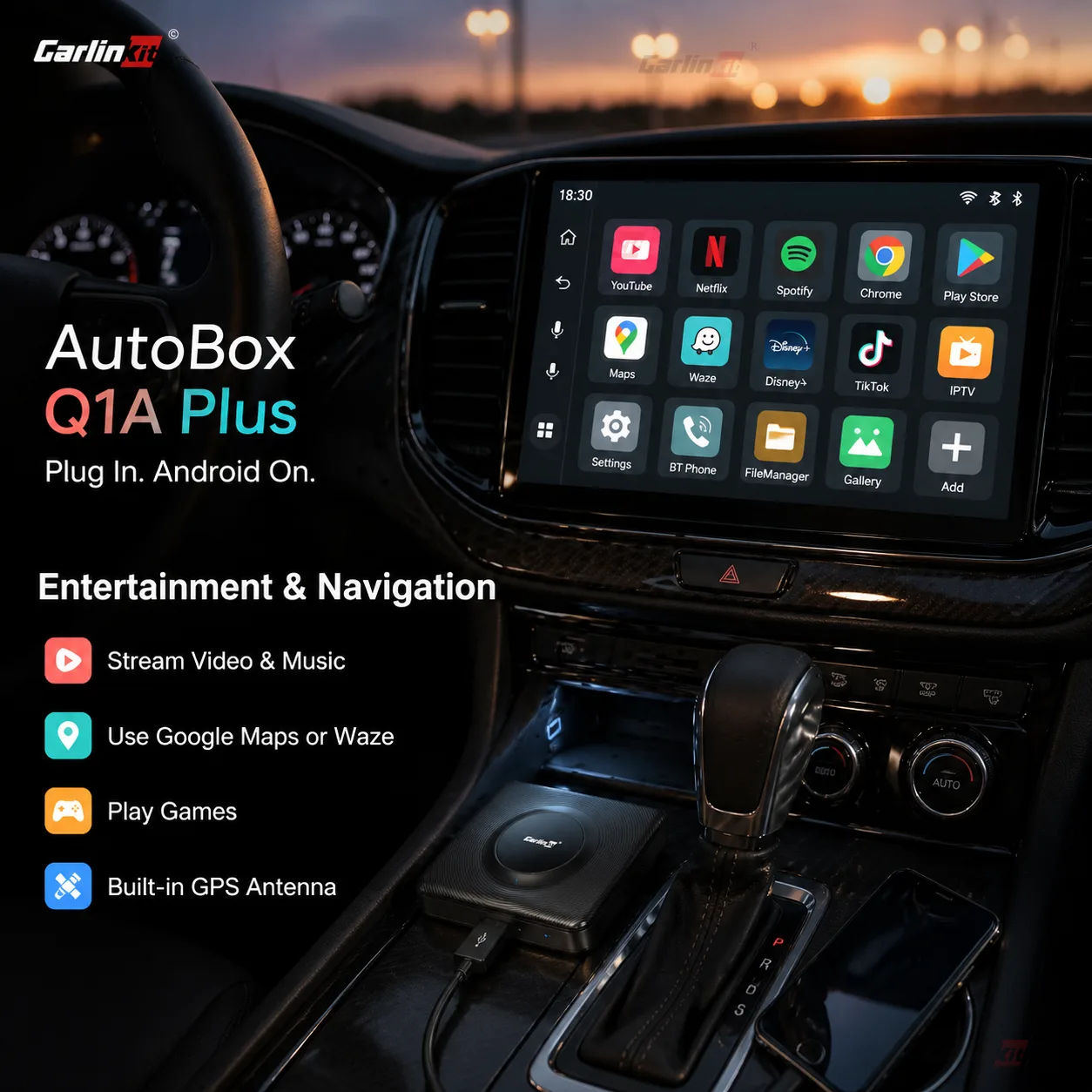 Carlinkit AutoBox Q1 A Plus 无线 CarPlay Android Auto 适配器 - Enjoy Entertainment on the Go