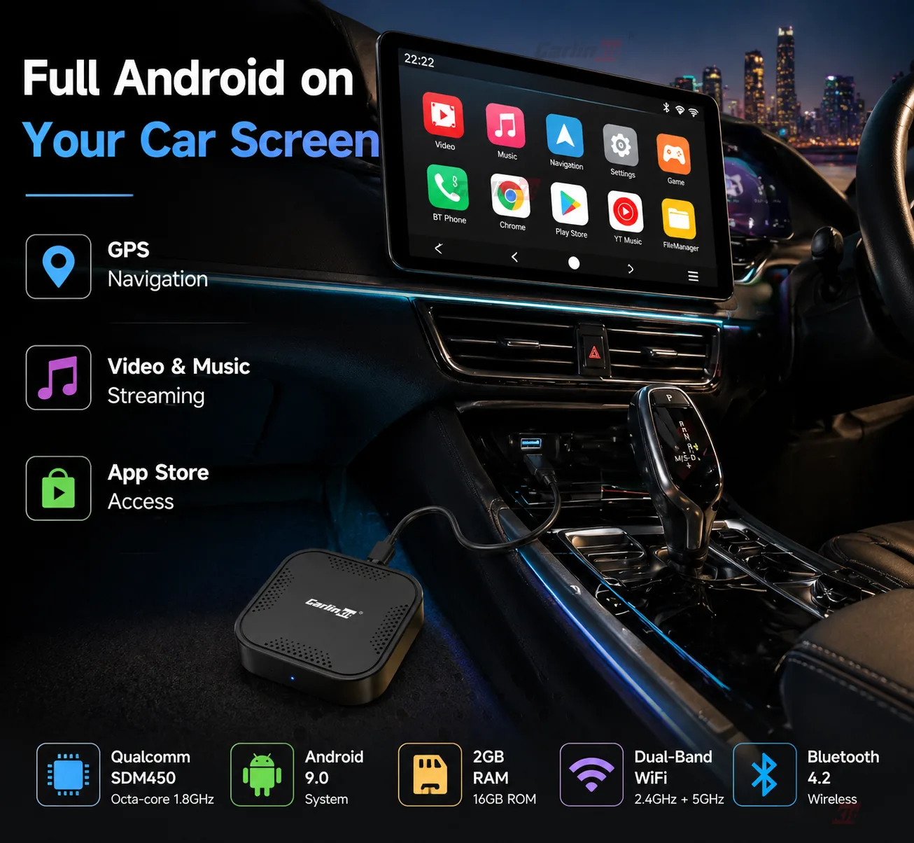 Carlinkit AutoBox Q1 B Plus Wireless CarPlay & Android Auto Adapter - In-Car Entertainment
