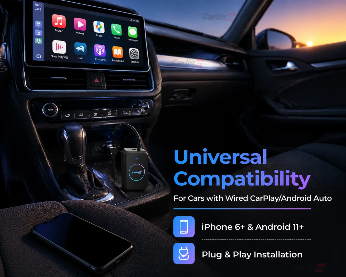 Carlinkit AutoBox A1 Mini Wireless CarPlay & Android Auto Adapter - Compatible with Most Wired CarPlay Cars