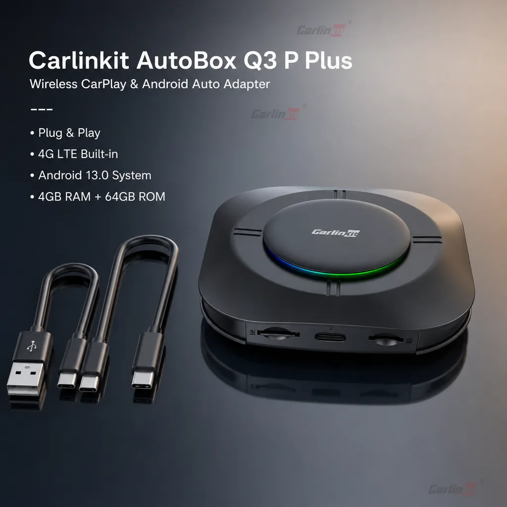 Carlinkit AutoBox Q3 P Plus Wireless CarPlay & Android Auto Adapter - Transform Your Wired CarPlay to Wireless