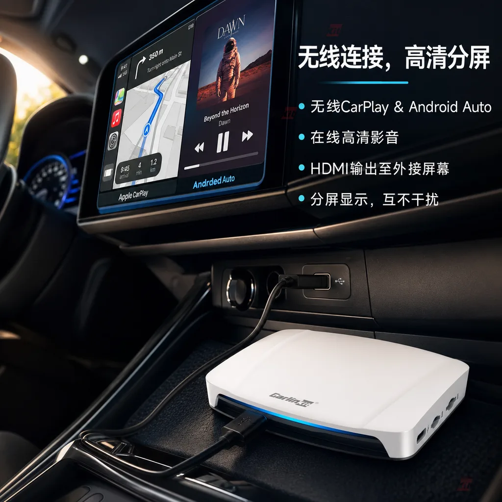 Carlinkit AutoBox Q6 Pro HD 无线 CarPlay & Android Auto 适配器 - 核心卖点