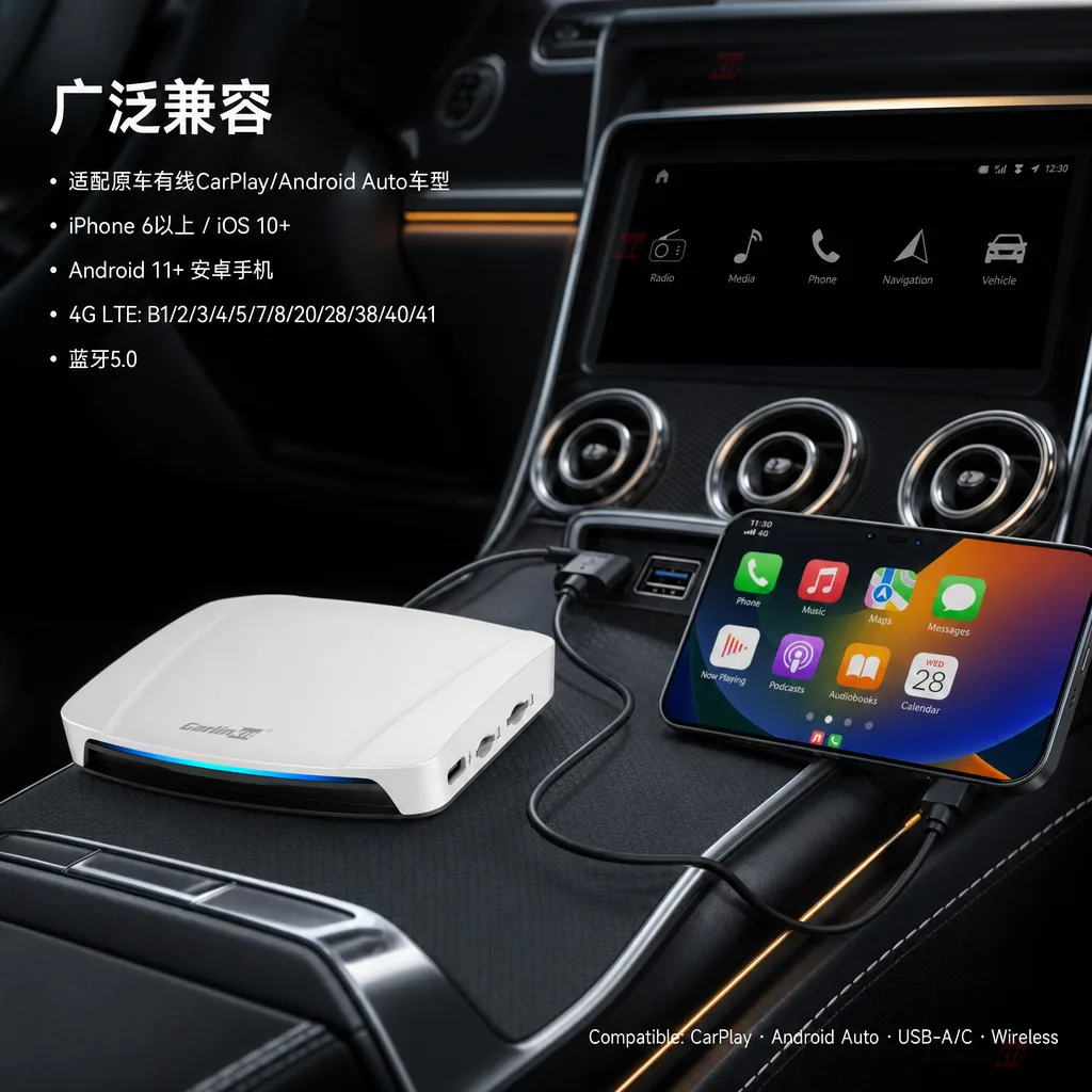 Carlinkit AutoBox Q6 Pro HD 无线 CarPlay & Android Auto 适配器 - 兼容性说明