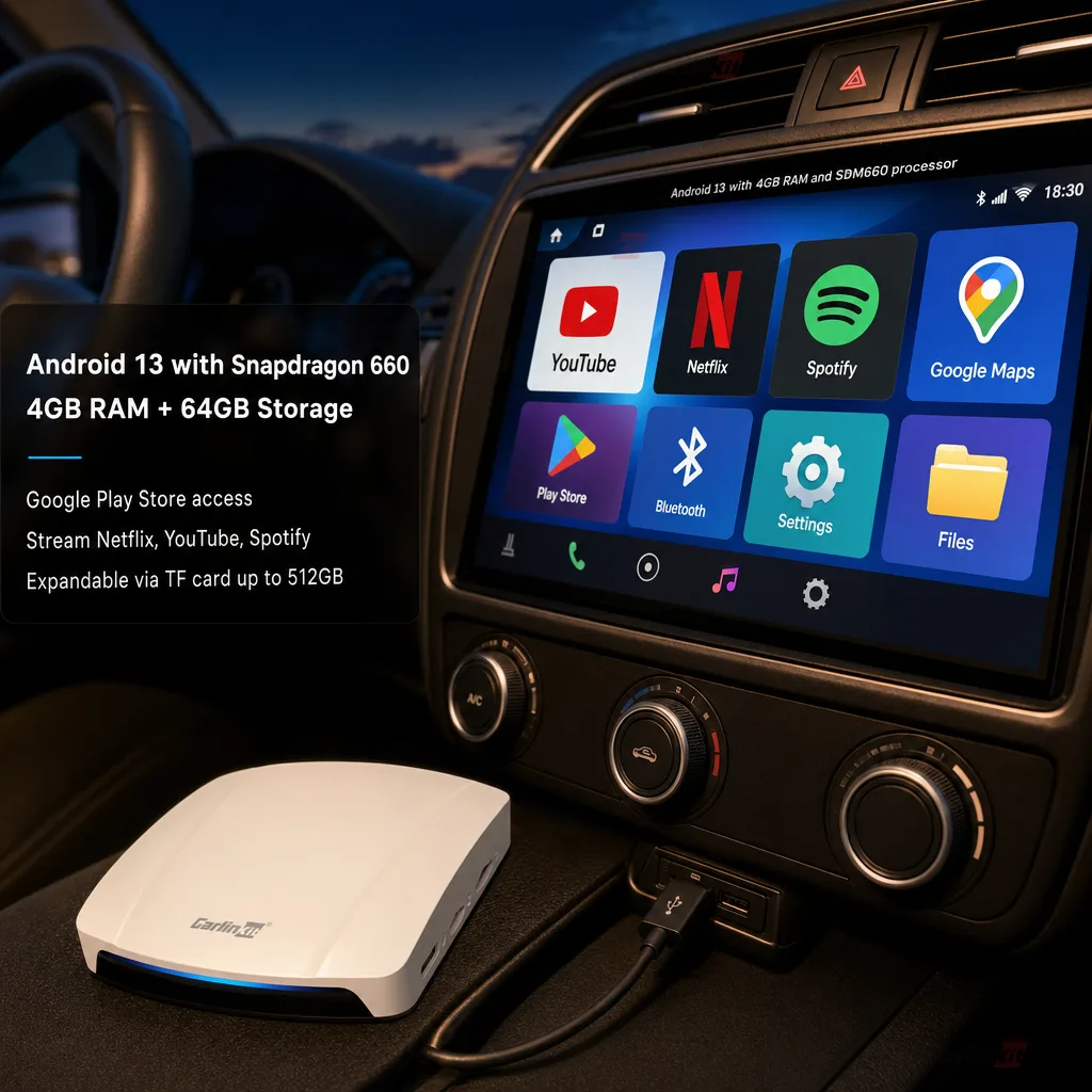 Carlinkit AutoBox Q6 Pro HD Wireless CarPlay & Android Auto Adapter - Powerful Android 13 Inside