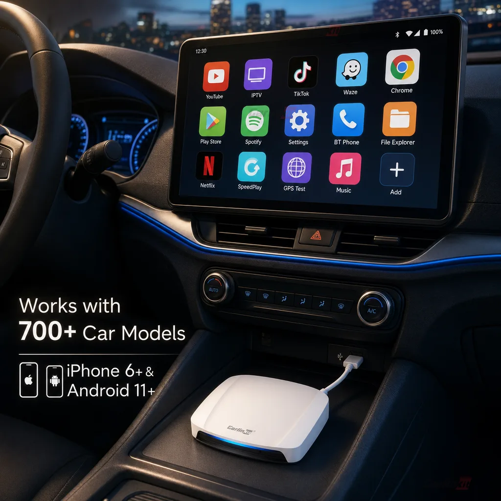 Carlinkit AutoBox Q6 Pro HD Wireless CarPlay & Android Auto Adapter - Universal Fit for Wired CarPlay Vehicles