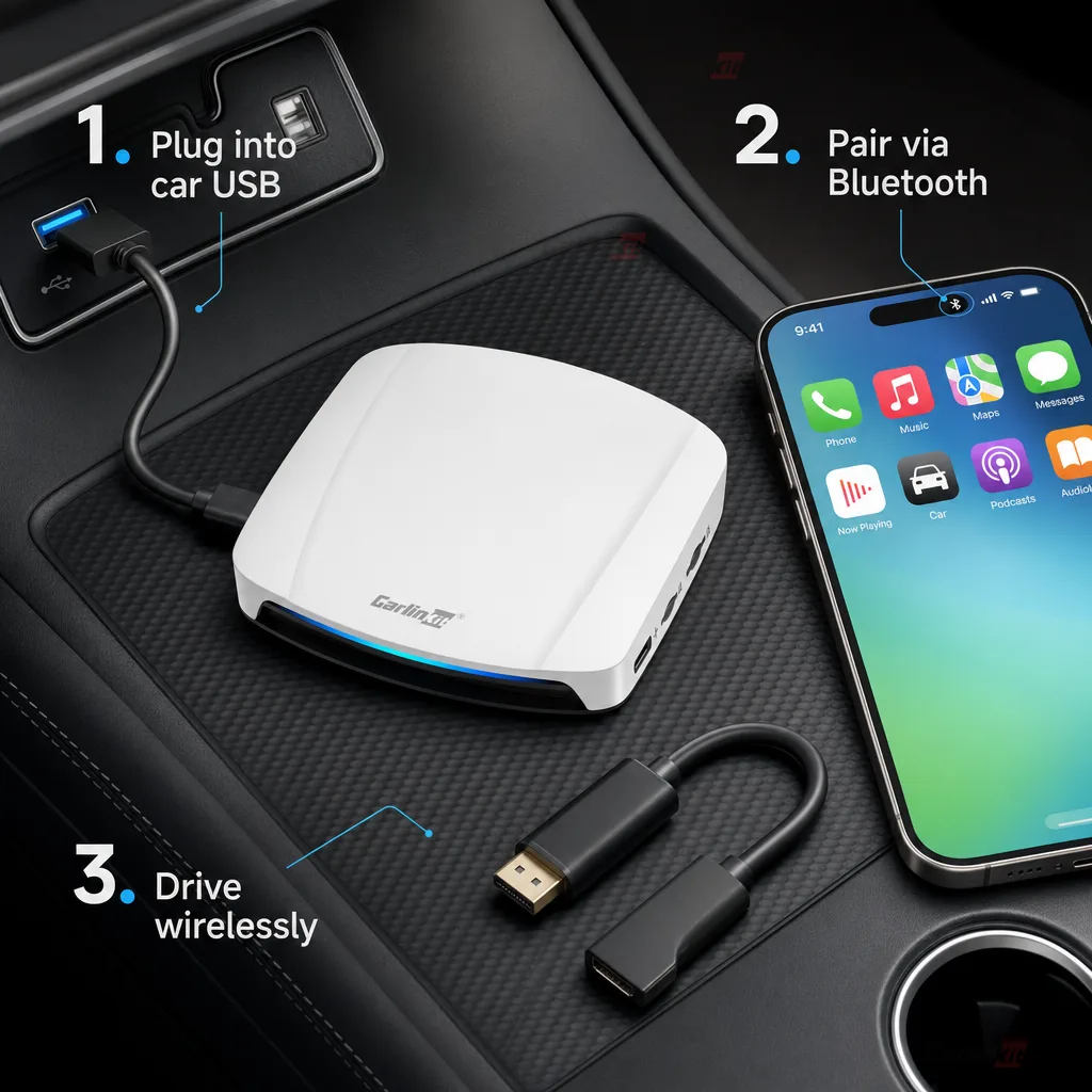 Carlinkit AutoBox Q6 Pro HD Wireless CarPlay & Android Auto Adapter - Plug and Play in Seconds