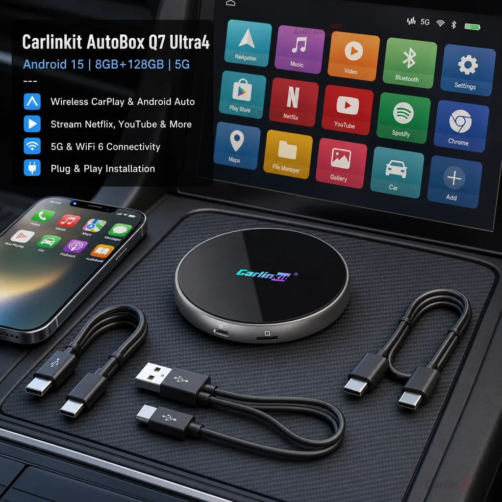 Carlinkit AutoBox Q7 Ultra4 Wireless CarPlay & Android Auto Adapter with 5G - Transform Your Car with Android 15 & Wireless CarPlay