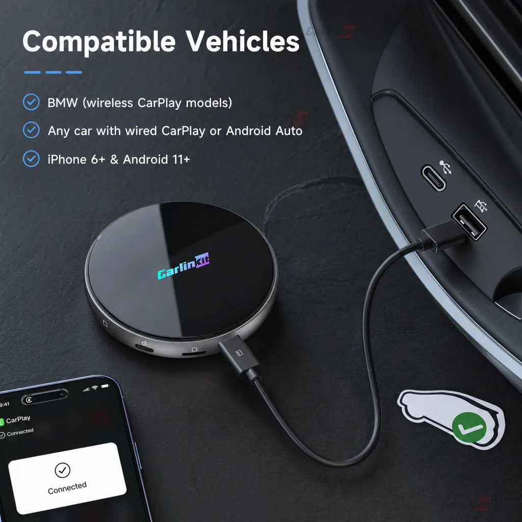 Carlinkit AutoBox Q7 Ultra4 Wireless CarPlay & Android Auto Adapter with 5G - Universal Compatibility for Wired CarPlay Vehicles