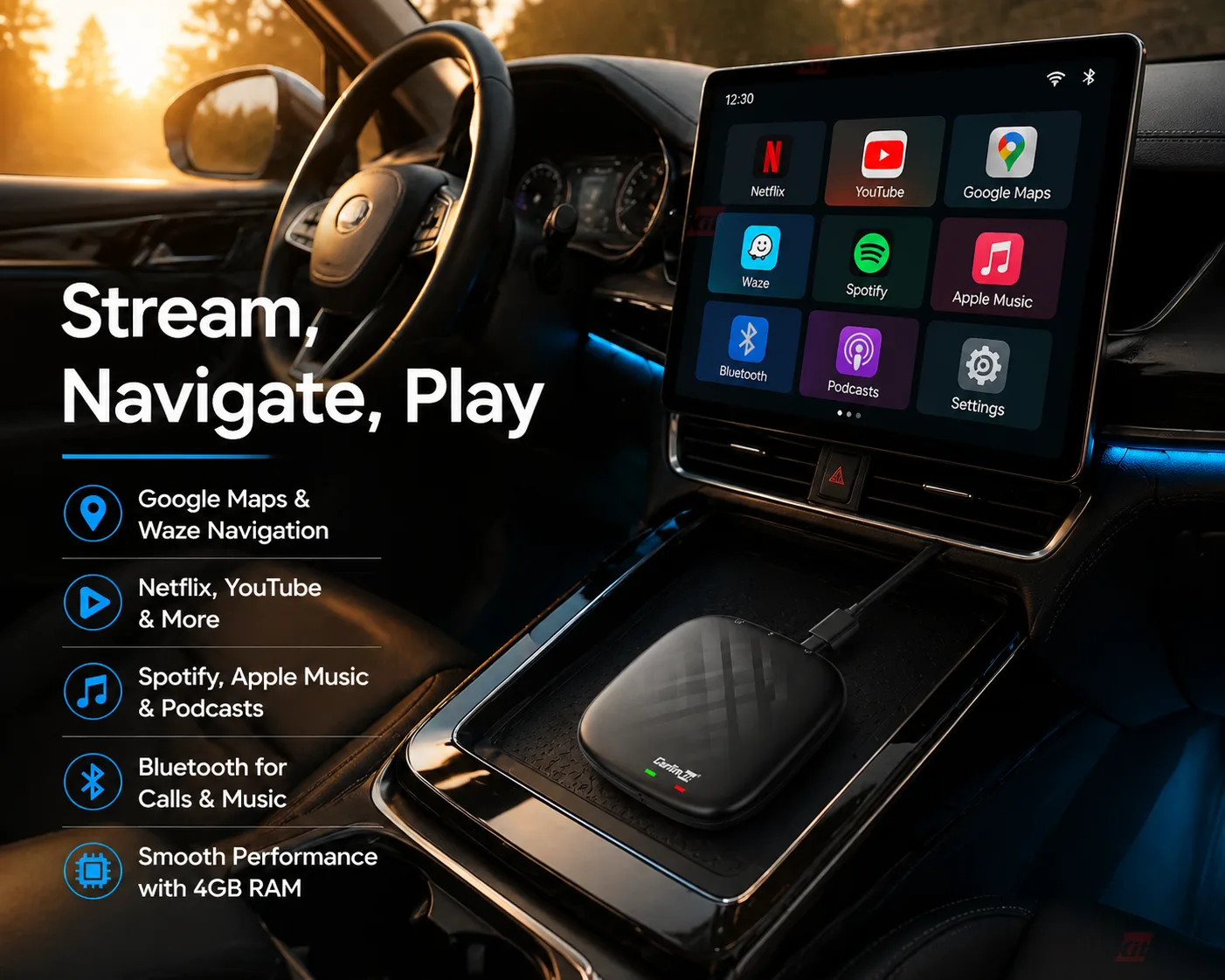 Carlinkit AutoBox Q1 Plus Wireless CarPlay & Android Auto Adapter - Enjoy Apps & Navigation on the Big Screen