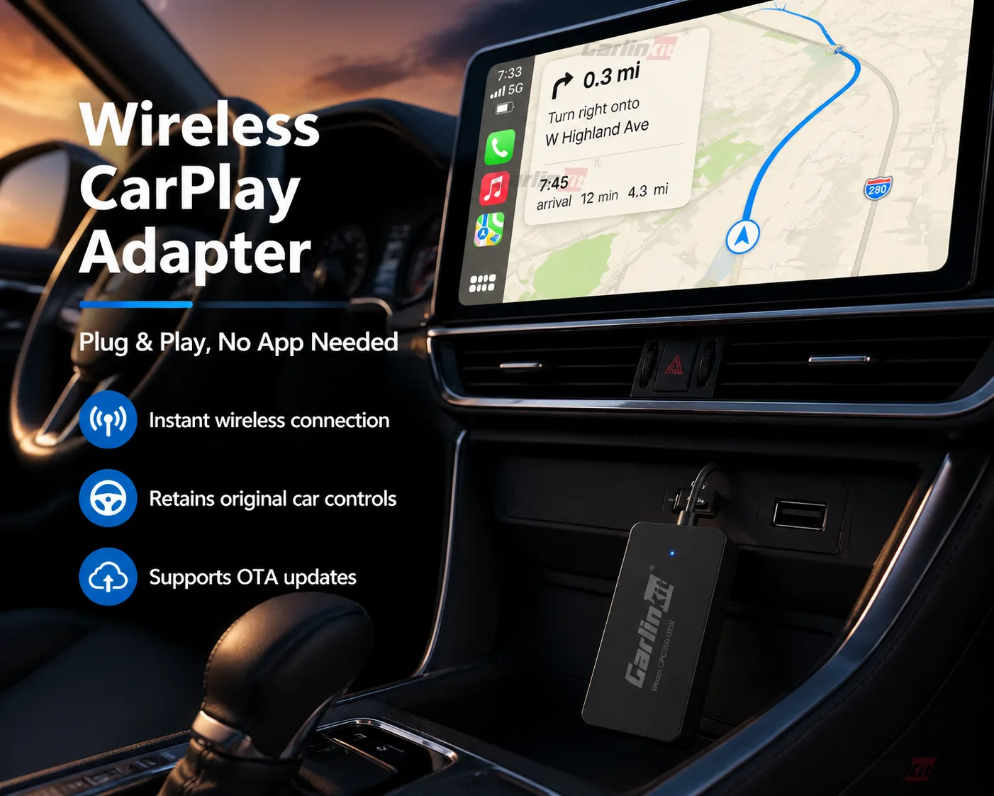 Carlinkit AutoKit Air C Wireless CarPlay & Android Auto Adapter - Wireless CarPlay Adapter