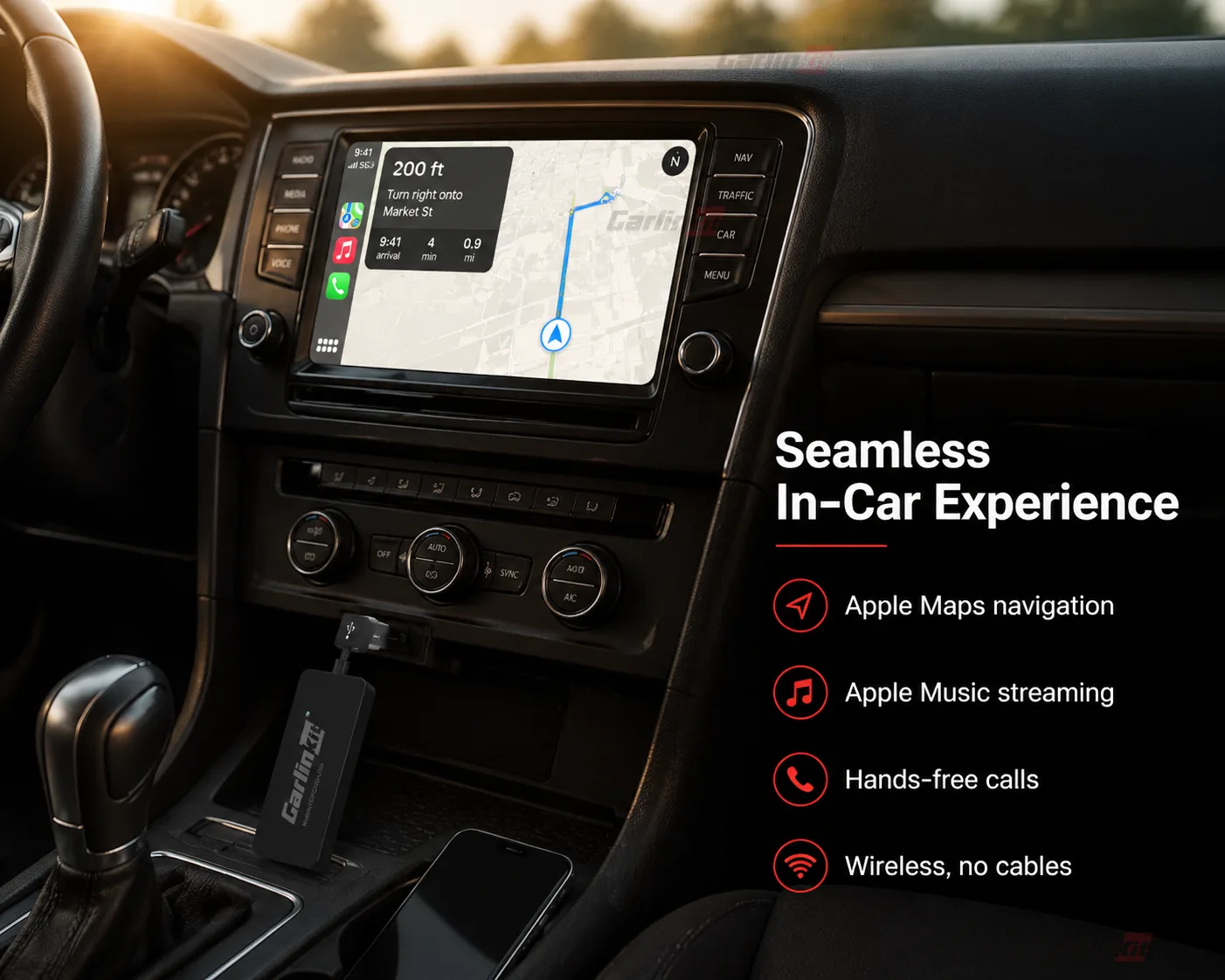 Carlinkit AutoKit Air C Wireless CarPlay & Android Auto Adapter - In-Car Experience