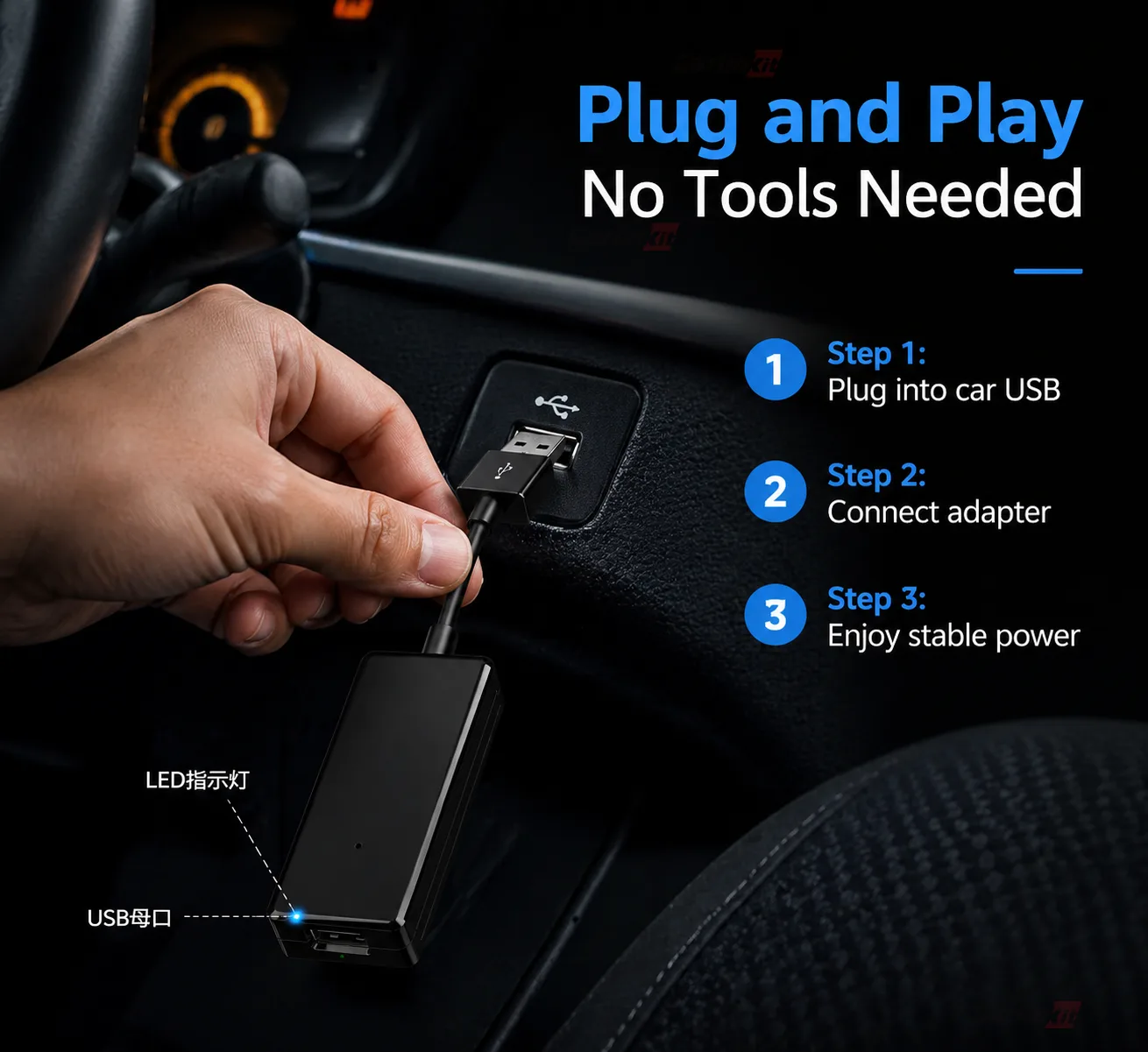 Carlinkit Charging Box Power Hub for Wireless CarPlay & Android Auto - Simple Plug-and-Play Setup