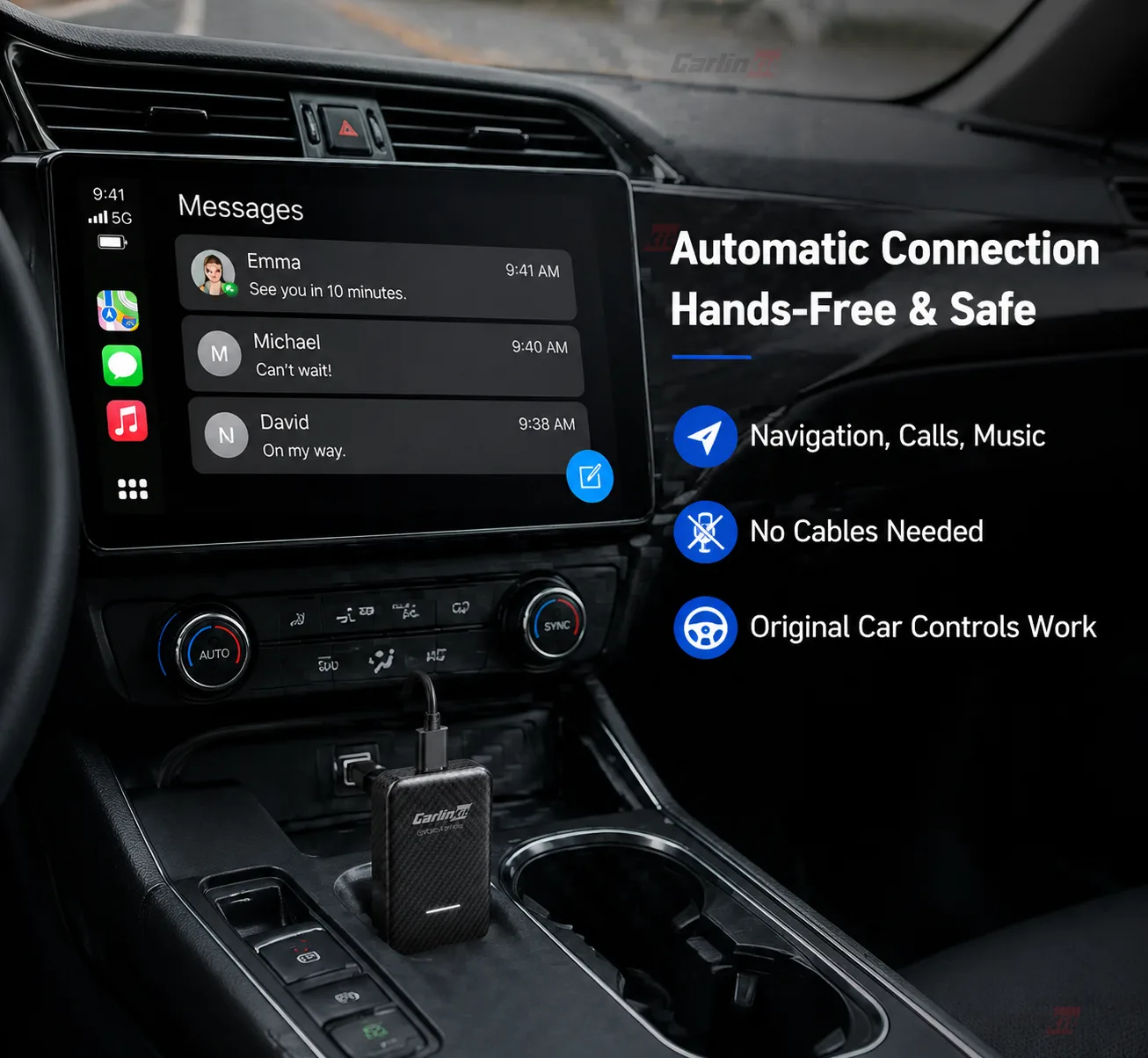 Carlinkit AutoKit Air CT 无线 CarPlay/Android Auto 适配器 官网 - Seamless Daily Driving Experience