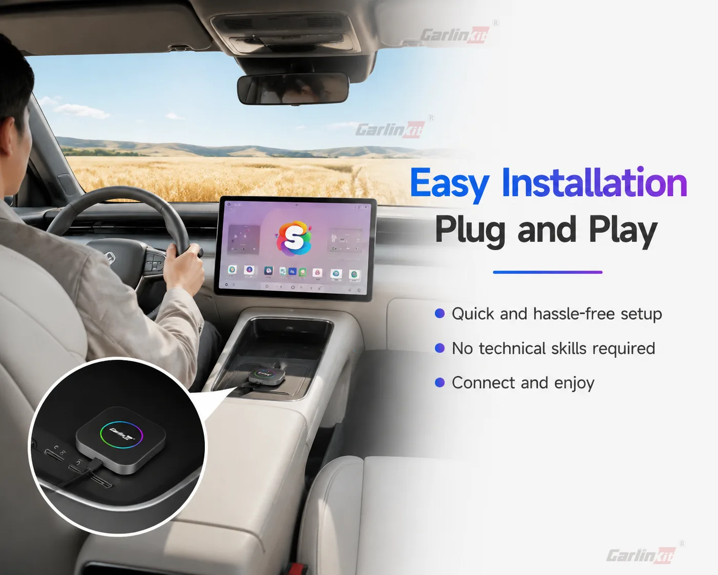 Carlinkit AutoBox Q3 F Plus Wireless CarPlay & Android Auto Adapter - Simple Plug-and-Play Setup