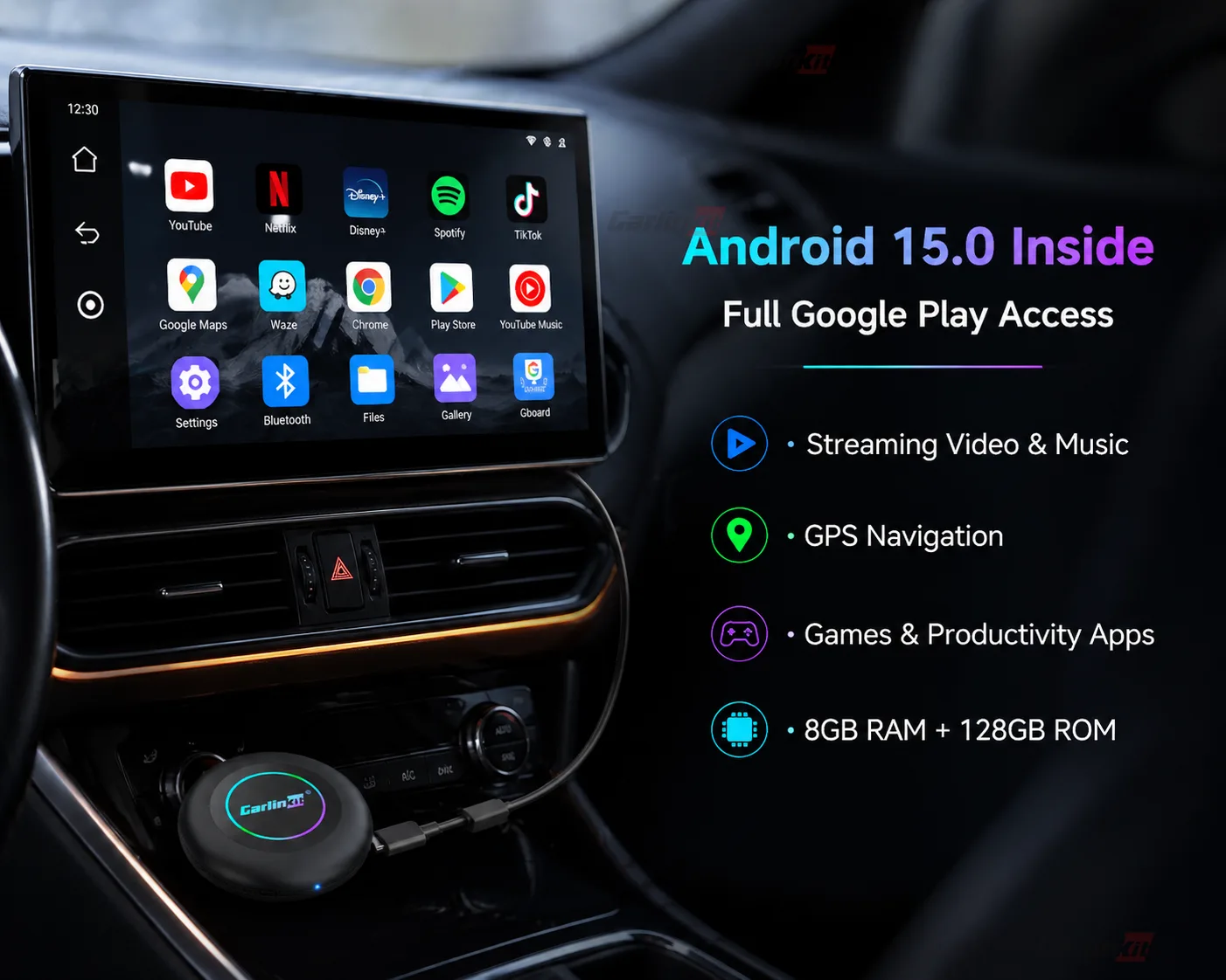 Carlinkit AutoBox Q7 Ultra2 Wireless CarPlay & Android Auto Adapter with Android 15.0 - Android 15.0 – Endless Apps & Entertainment