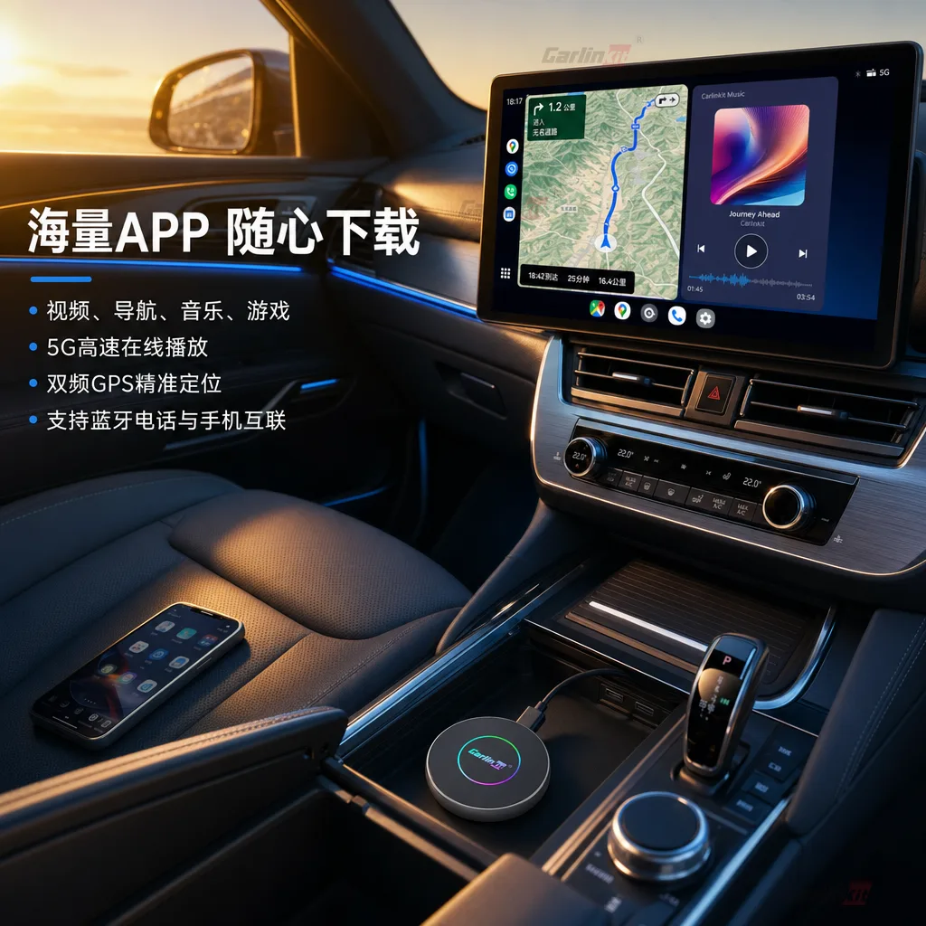 Carlinkit AutoBox Q7 Ultra4 无线 CarPlay Android Auto 5G 安卓盒子 - 使用场景：车载娱乐与导航
