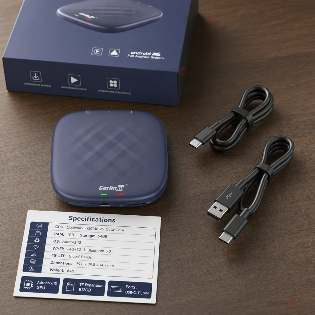 Carlinkit AutoBox Q4 Pro 138版 无线CarPlay Android Auto安卓盒子 - Specifications & Package Contents