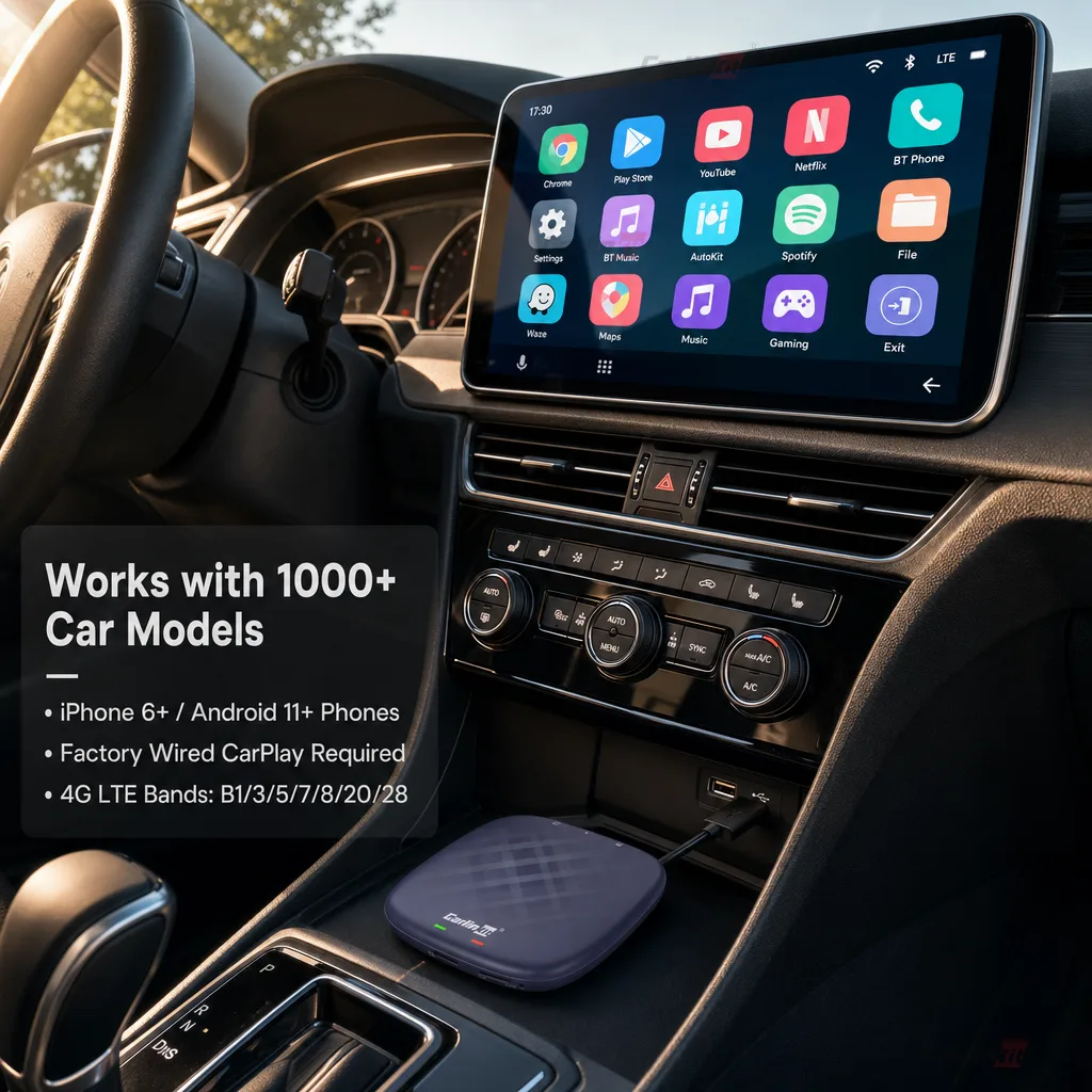 Carlinkit AutoBox Q4 Pro (668) Wireless CarPlay & Android Auto Adapter - Universal Compatibility