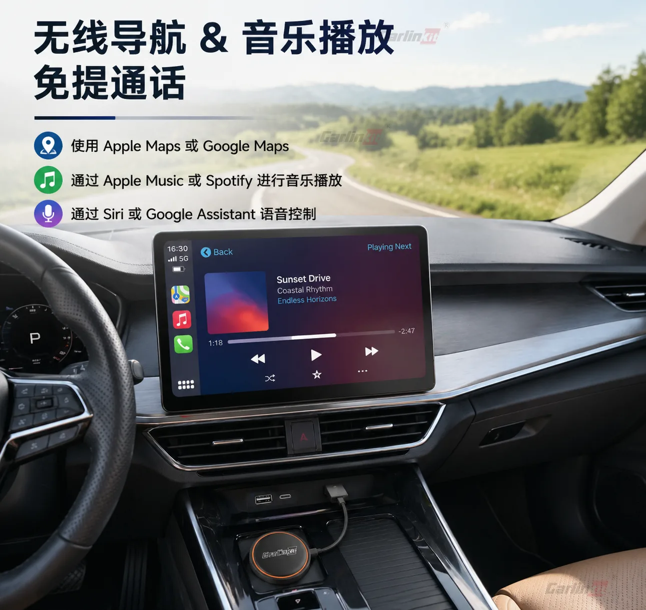Carlinkit AutoKit Air CA3 Mini Wireless CarPlay & Android Auto Adapter - Enjoy Wireless Navigation & Music