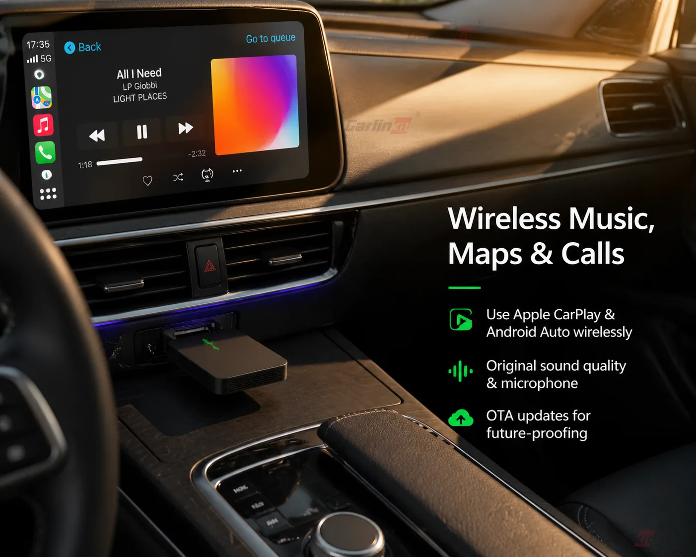 Carlinkit AutoKit Air CA2 Mini Wireless CarPlay & Android Auto Adapter - Seamless Wireless Experience – Music, Maps, Calls