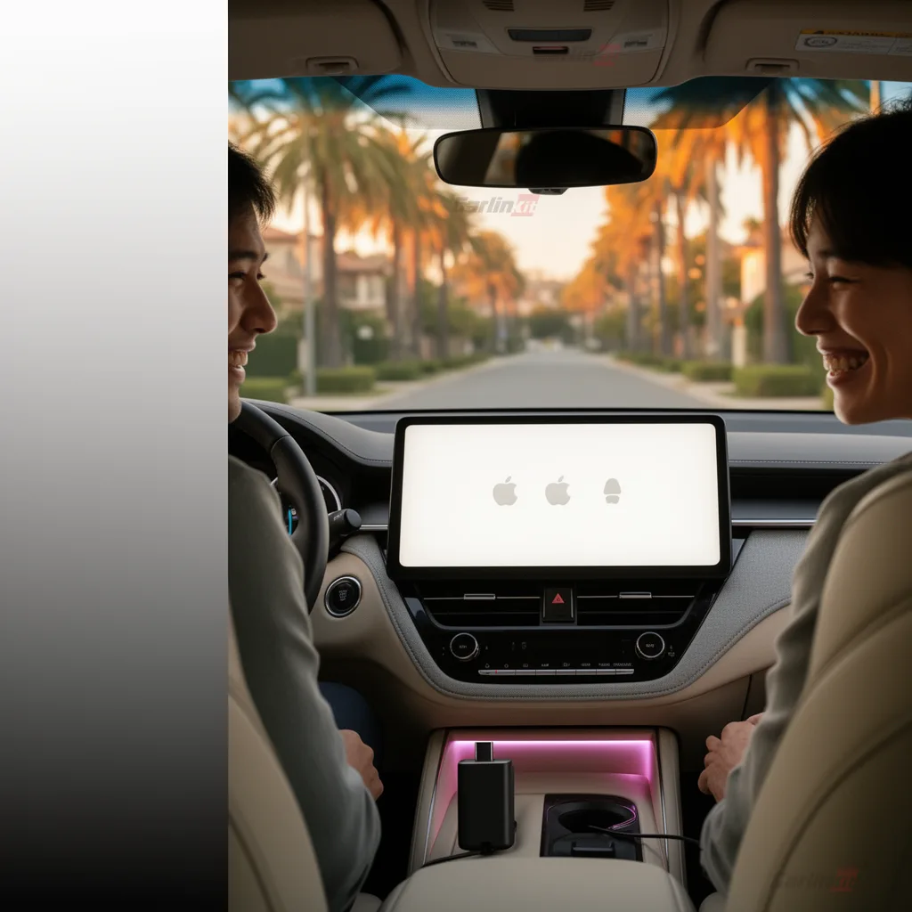 Carlinkit AutoKit Air CA2 X2 Wireless CarPlay Android Auto Adapter - Cinematic In-Car Lifestyle Moment