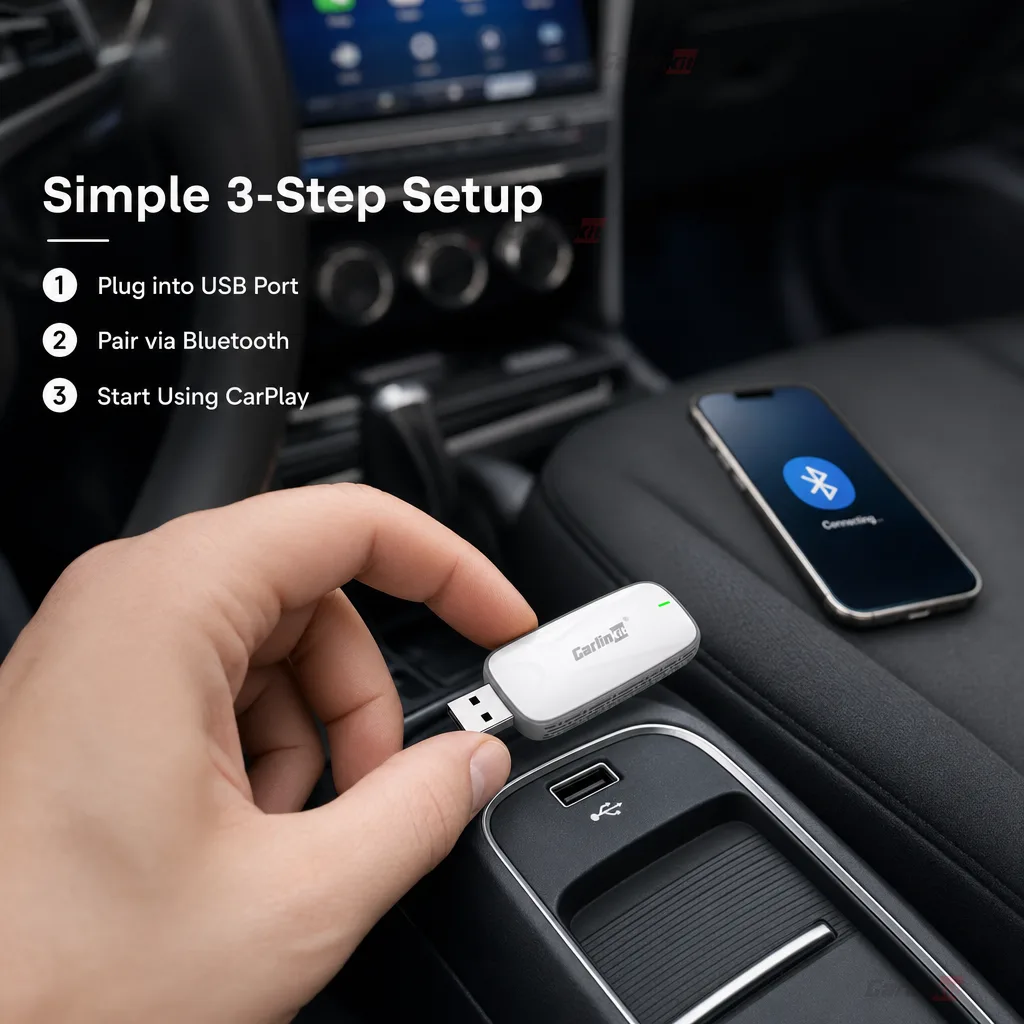 Carlinkit AutoKit Link LC X2 Wireless CarPlay & Android Auto Adapter for Wired CarLife Vehicles - Plug & Play Installation in Seconds