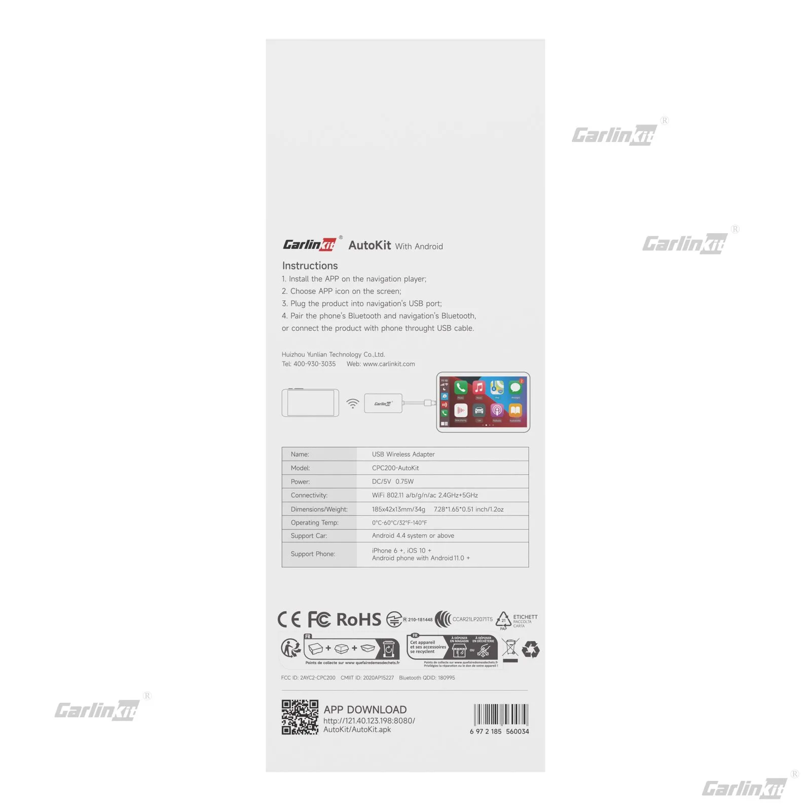 Carlinkit AutoKit ACA SE Wireless CarPlay & Android Auto Adapter
