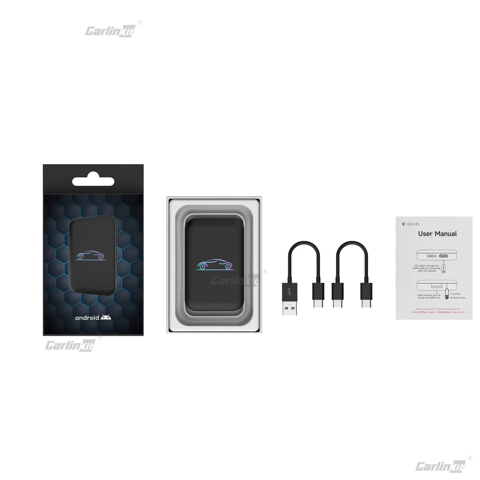 Carlinkit AutoBox R1 A14 Mini HD Wireless CarPlay & Android Auto Adapter