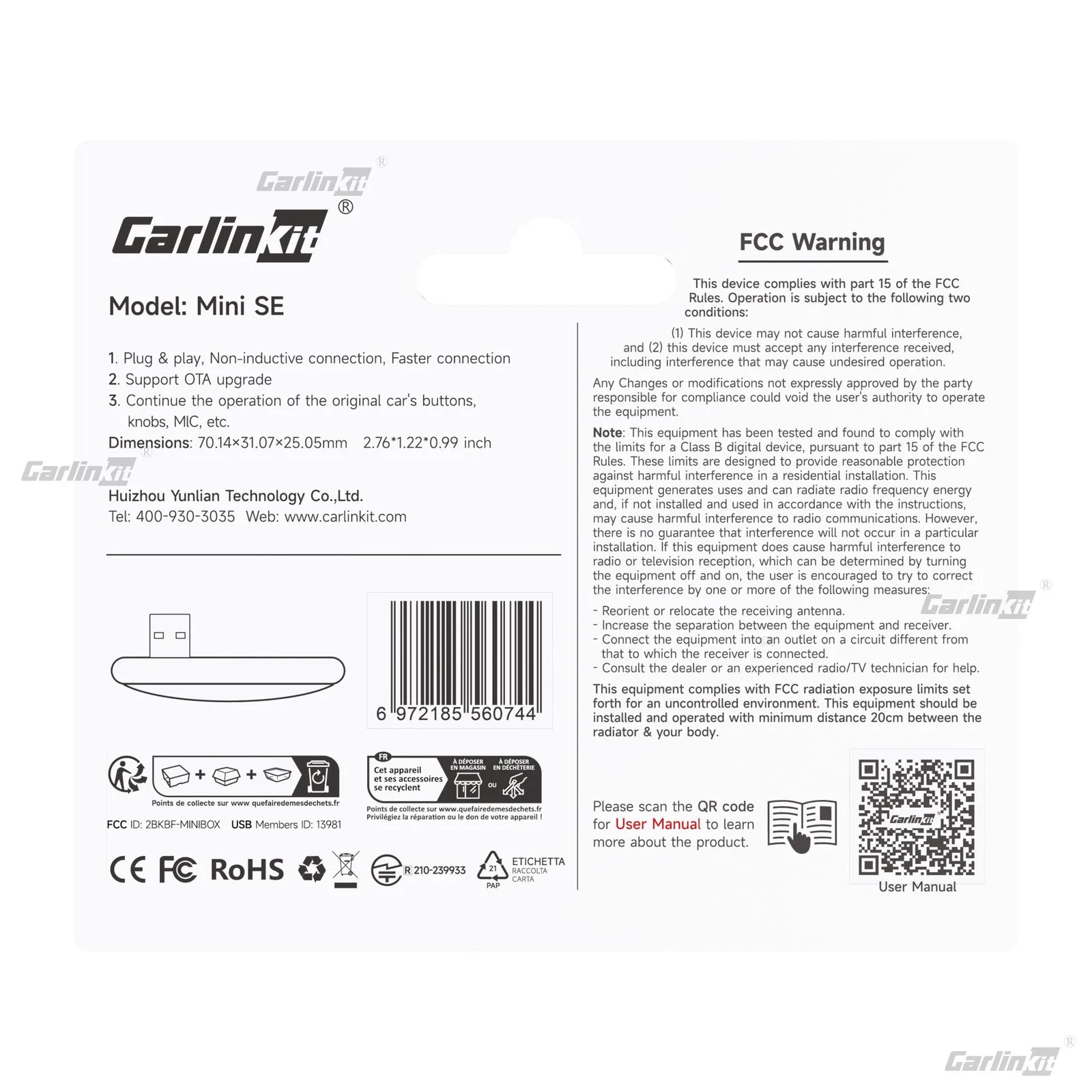 Carlinkit AutoKit Air CA X1 Wireless CarPlay & Android Auto Adapter